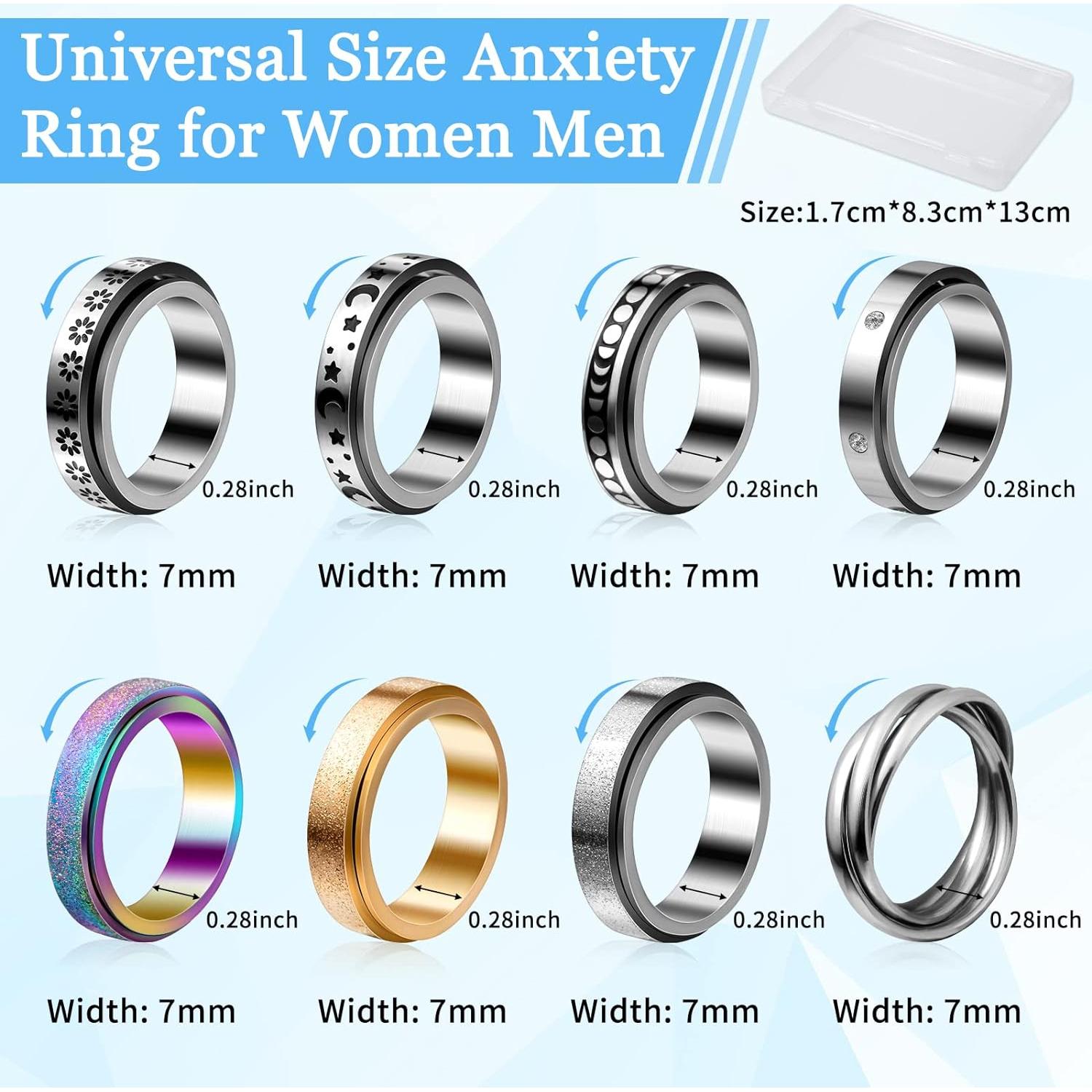 Cruzix 12 Anillos Antiestrés Acero Inoxidable Ajustables