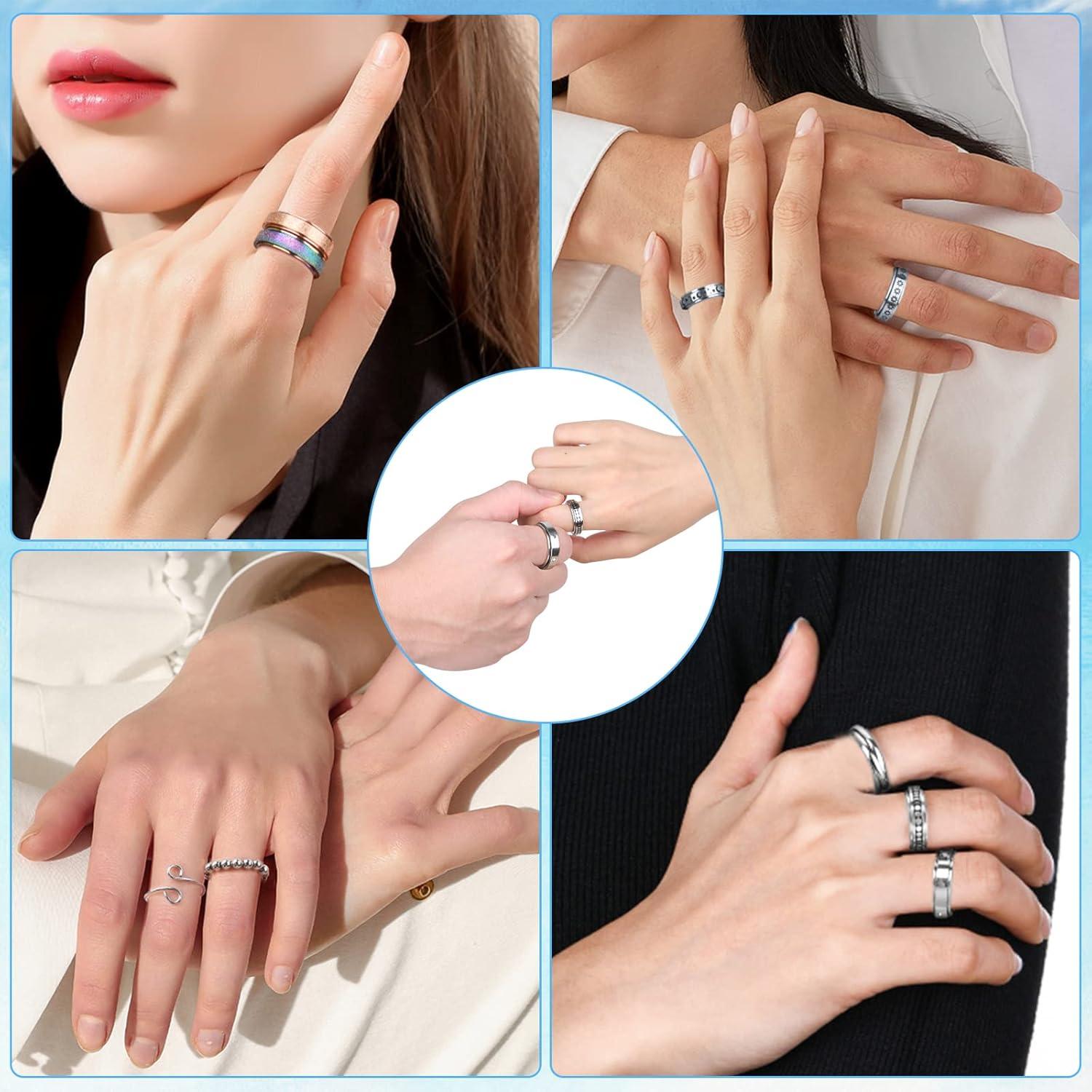 Cruzix 12 Anillos Antiestrés Acero Inoxidable Ajustables