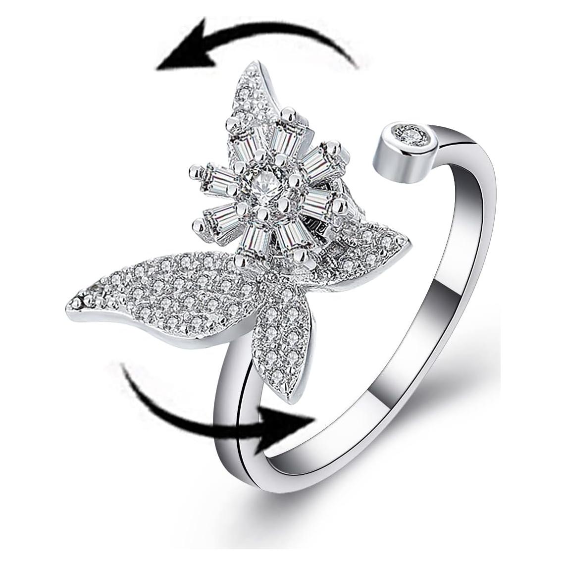 Anillo Giratorio Antiestrés ChenLanLan Ajustable con Brillo