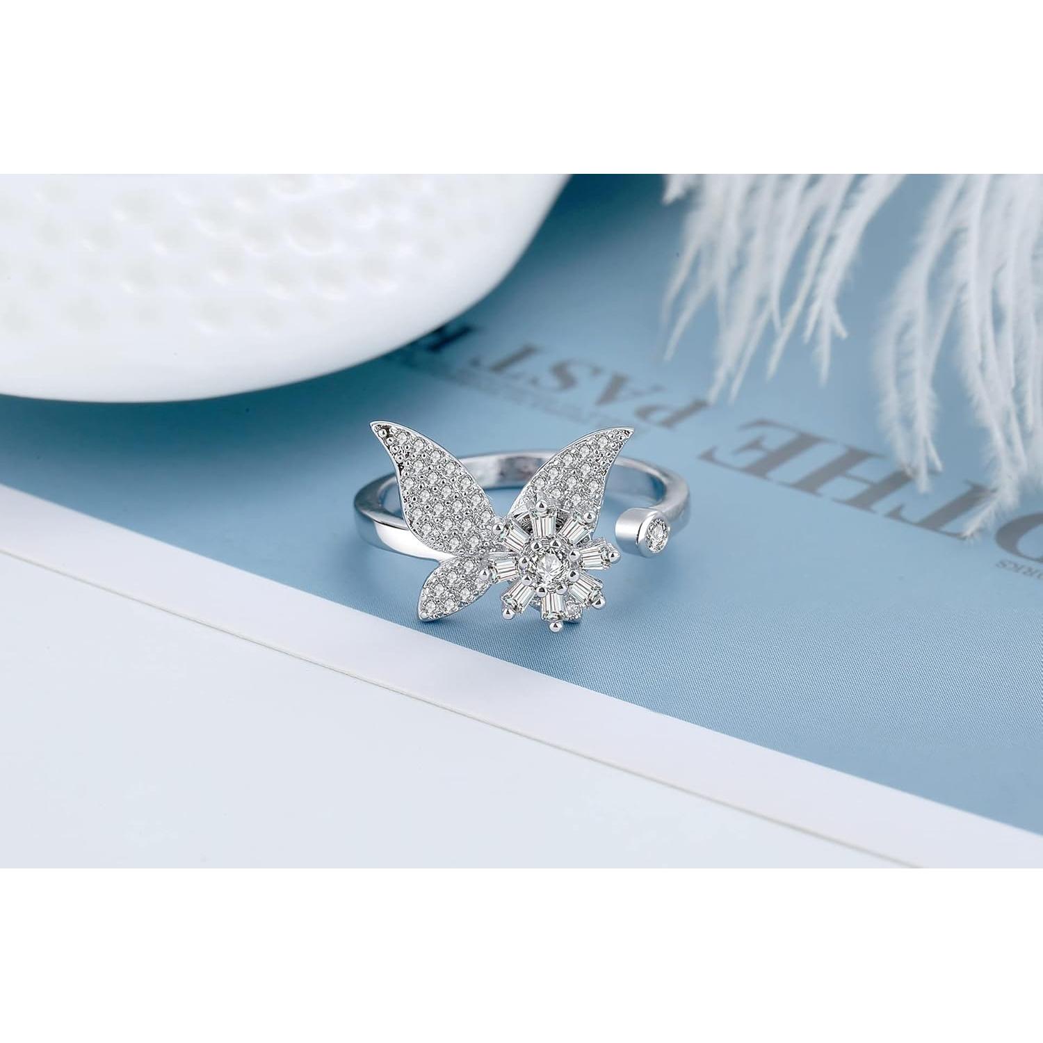 Anillo Giratorio Antiestrés ChenLanLan Ajustable con Brillo