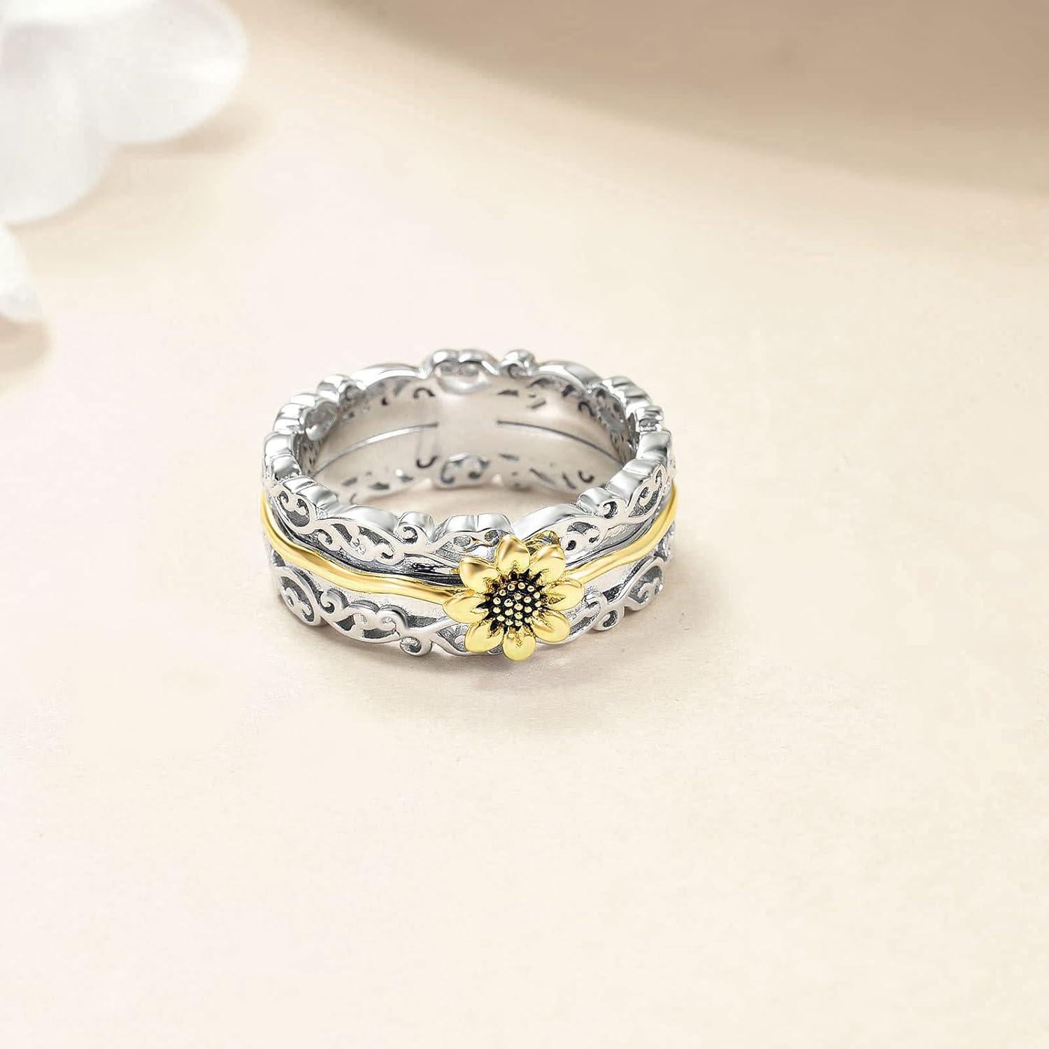 Anillo giratorio de girasol VONALA 925 plata esterlina