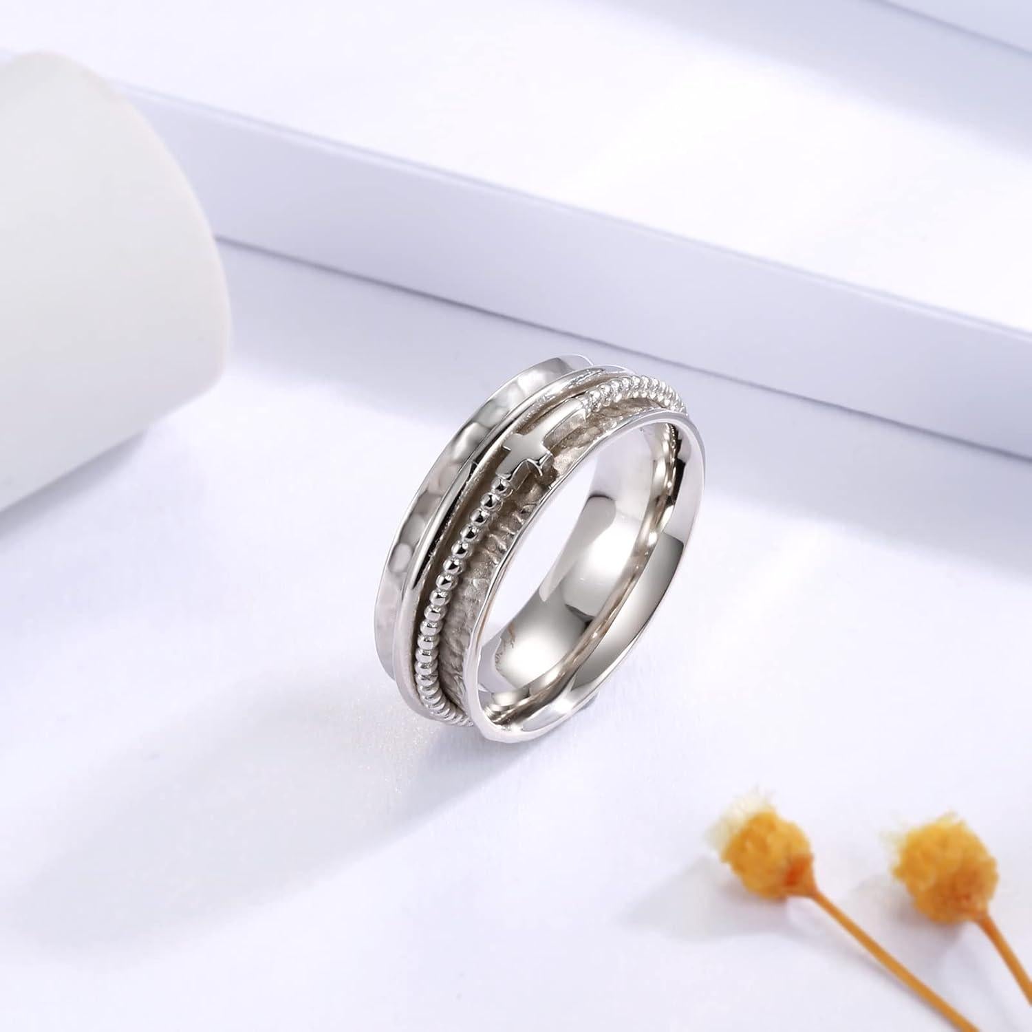 Anillo Fidget Giratorio de Plata Esterlina 925 para Mujeres