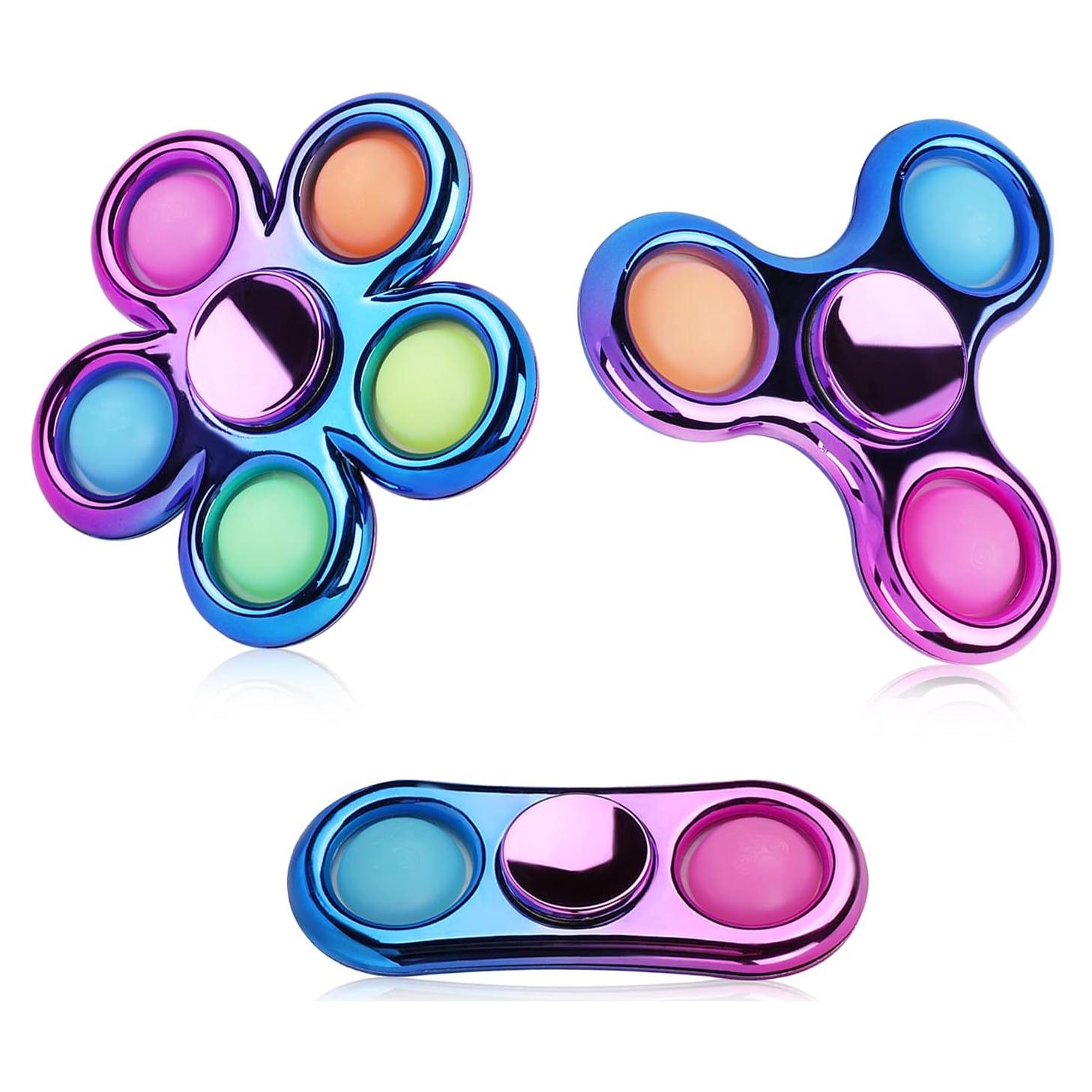 Paquete de 3 Fidget Spinner Antiestrés Jawhock Morado Azul