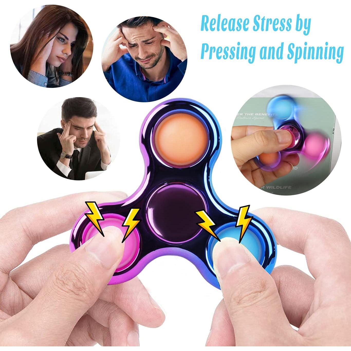 Paquete de 3 Fidget Spinner Antiestrés Jawhock Morado Azul