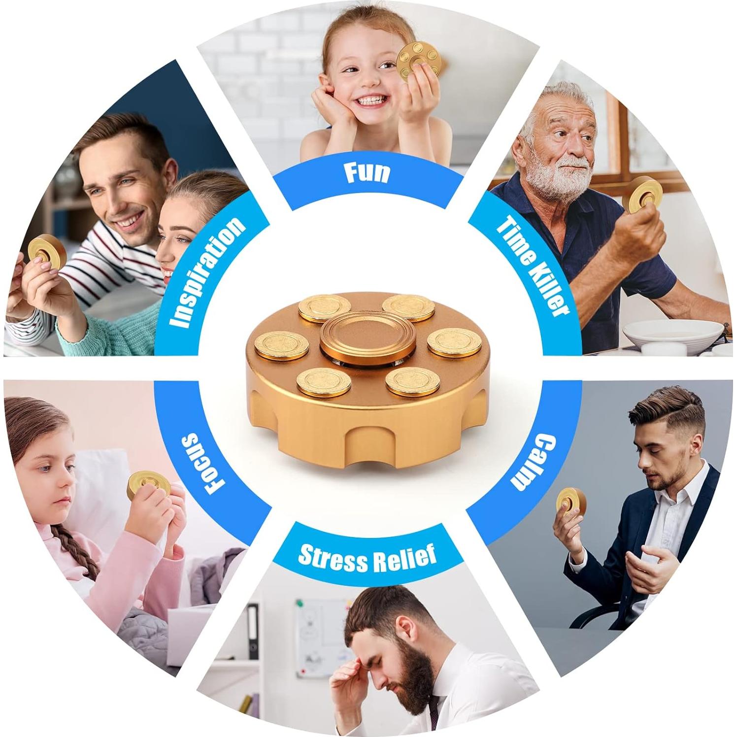 Fidget Spinner Metal Dilabnda Oro Alivio Estrés 130g