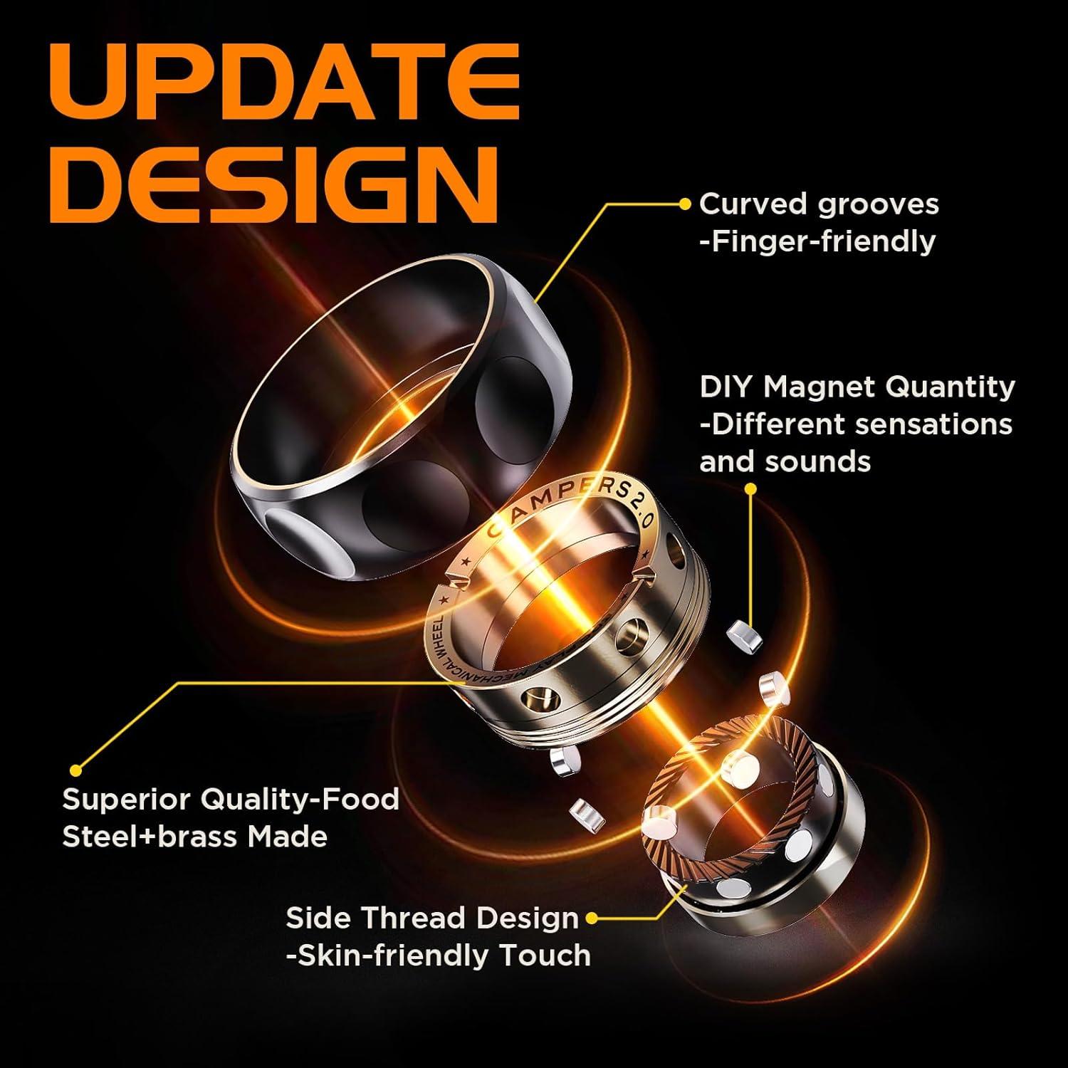 Anillo Fidget Magnético Berotok Alivio Estrés Acero Inoxidable