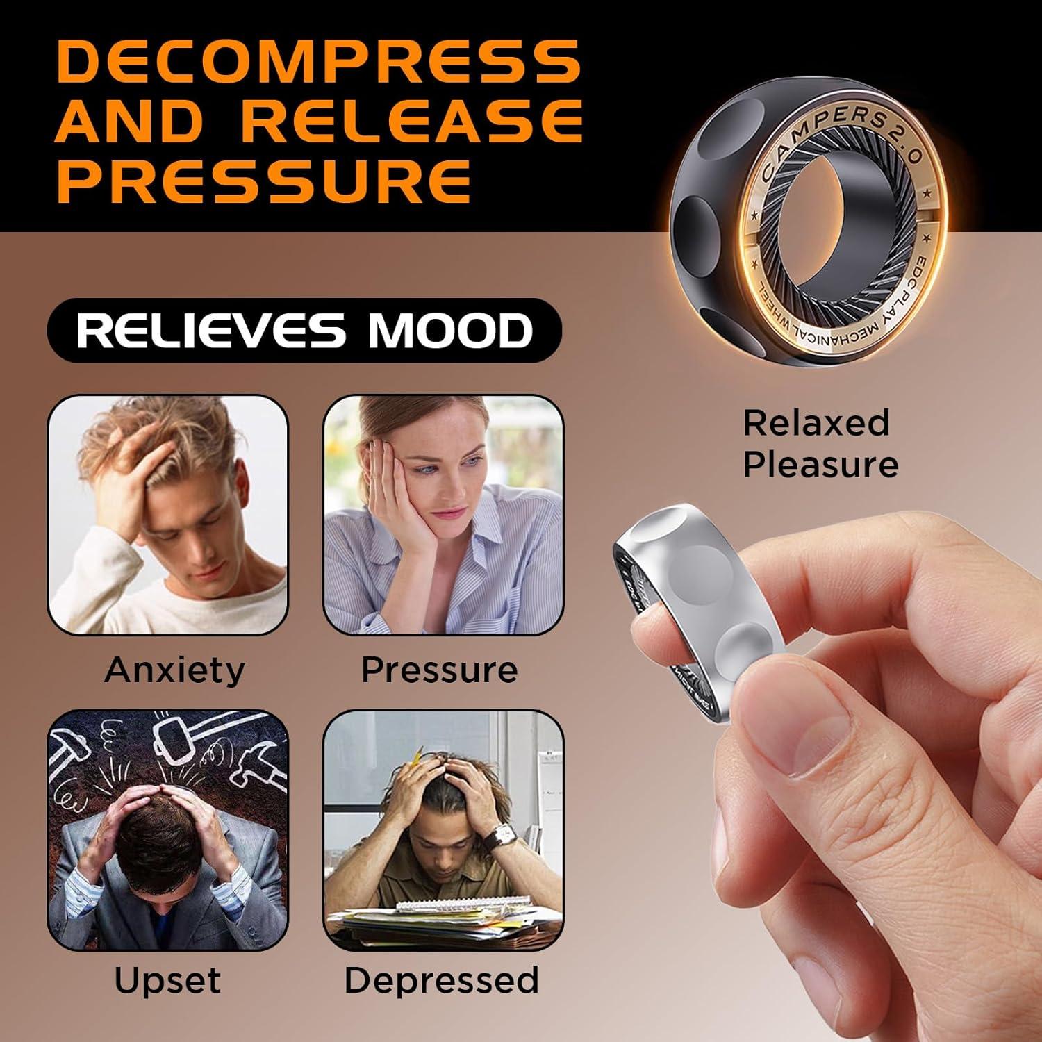 Anillo Fidget Magnético Berotok Alivio Estrés Acero Inoxidable