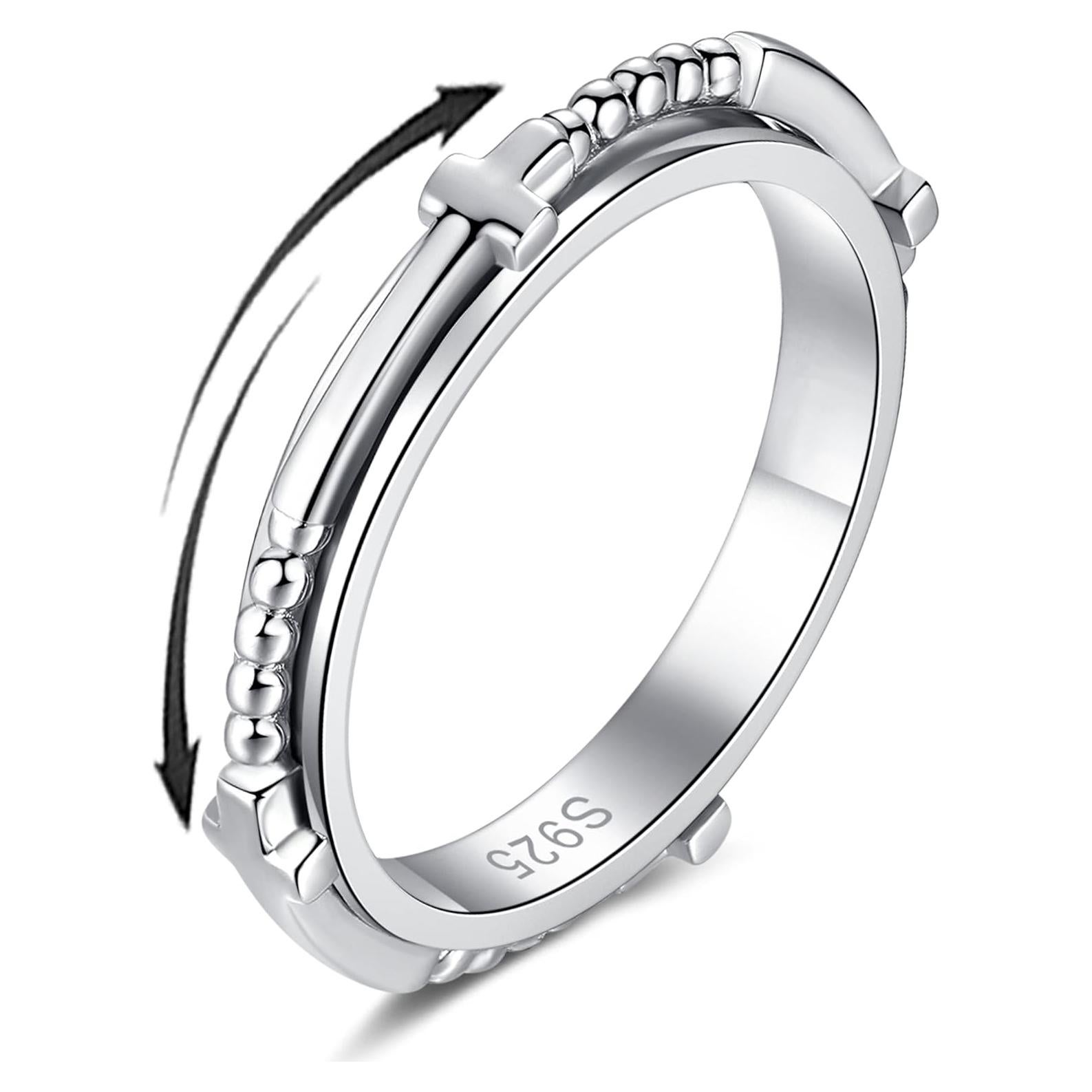 Anillo de Ansiedad Plata Esterlina SOLOLIKE Cruz 6