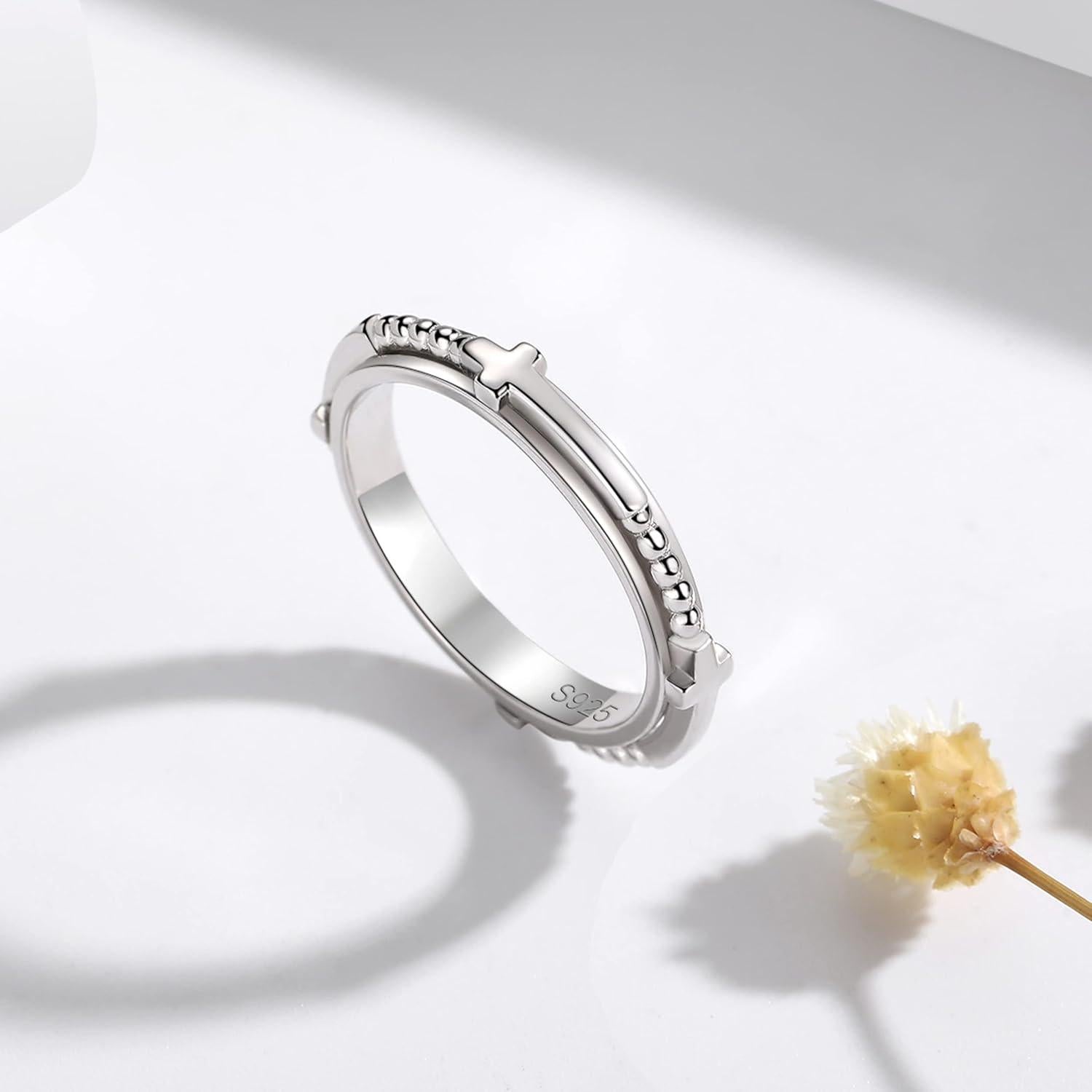 Anillo de Ansiedad Plata Esterlina SOLOLIKE Cruz 6