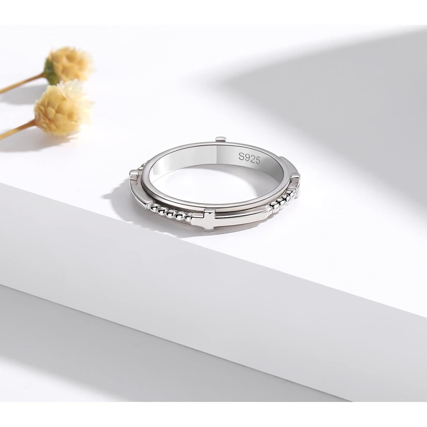 Anillo de Ansiedad Plata Esterlina SOLOLIKE Cruz 6