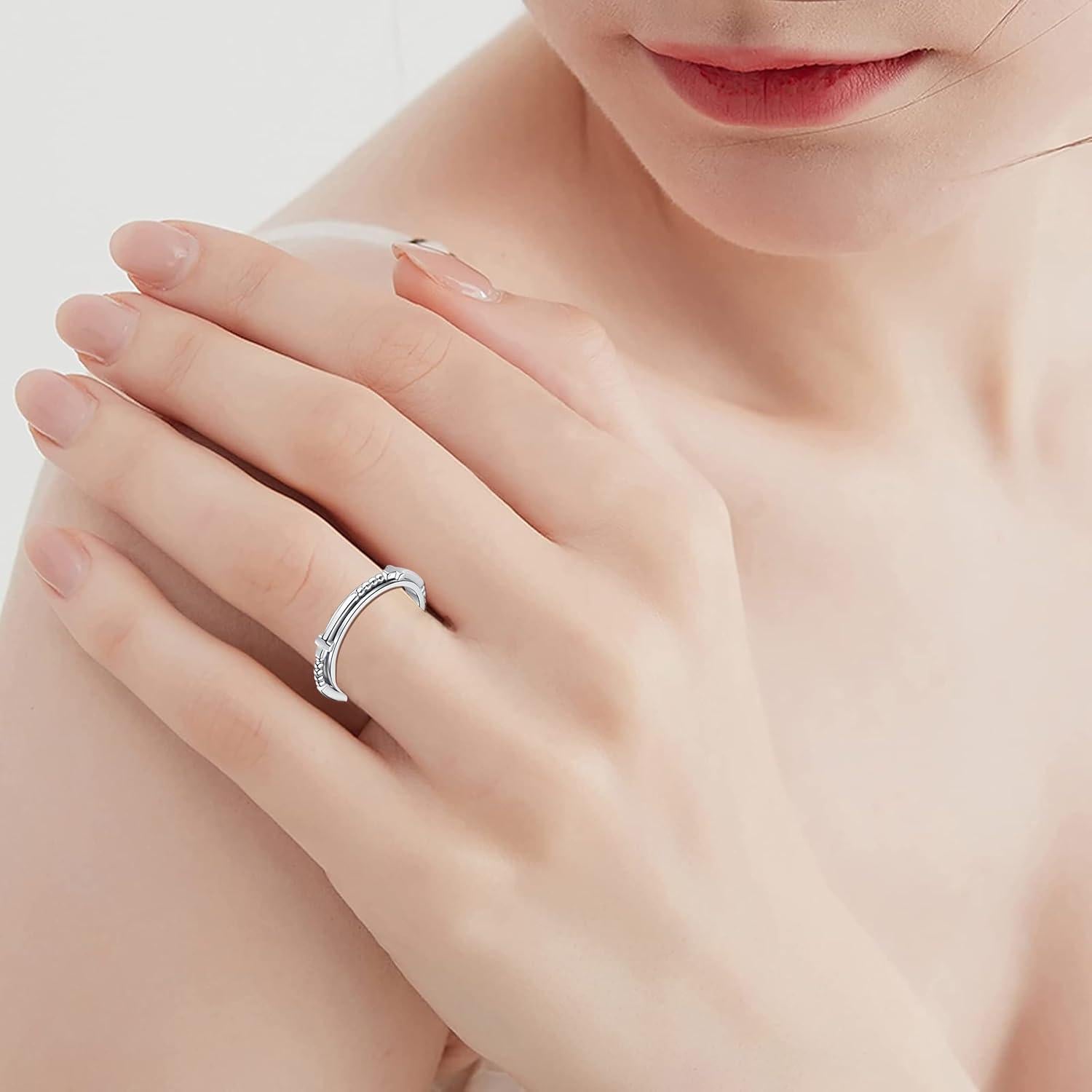 Anillo de Ansiedad Plata Esterlina SOLOLIKE Cruz 6