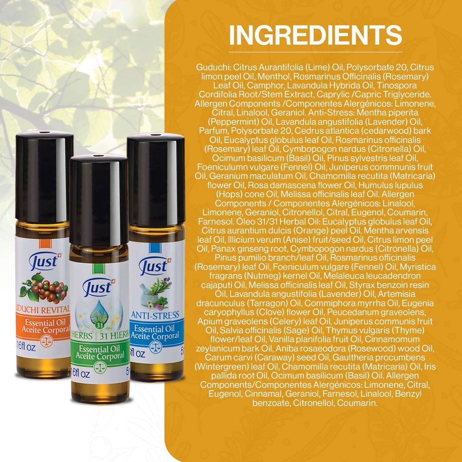 Set de 3 Aceites Esenciales Swiss JUST - Relajación y Antiestrés 5ml