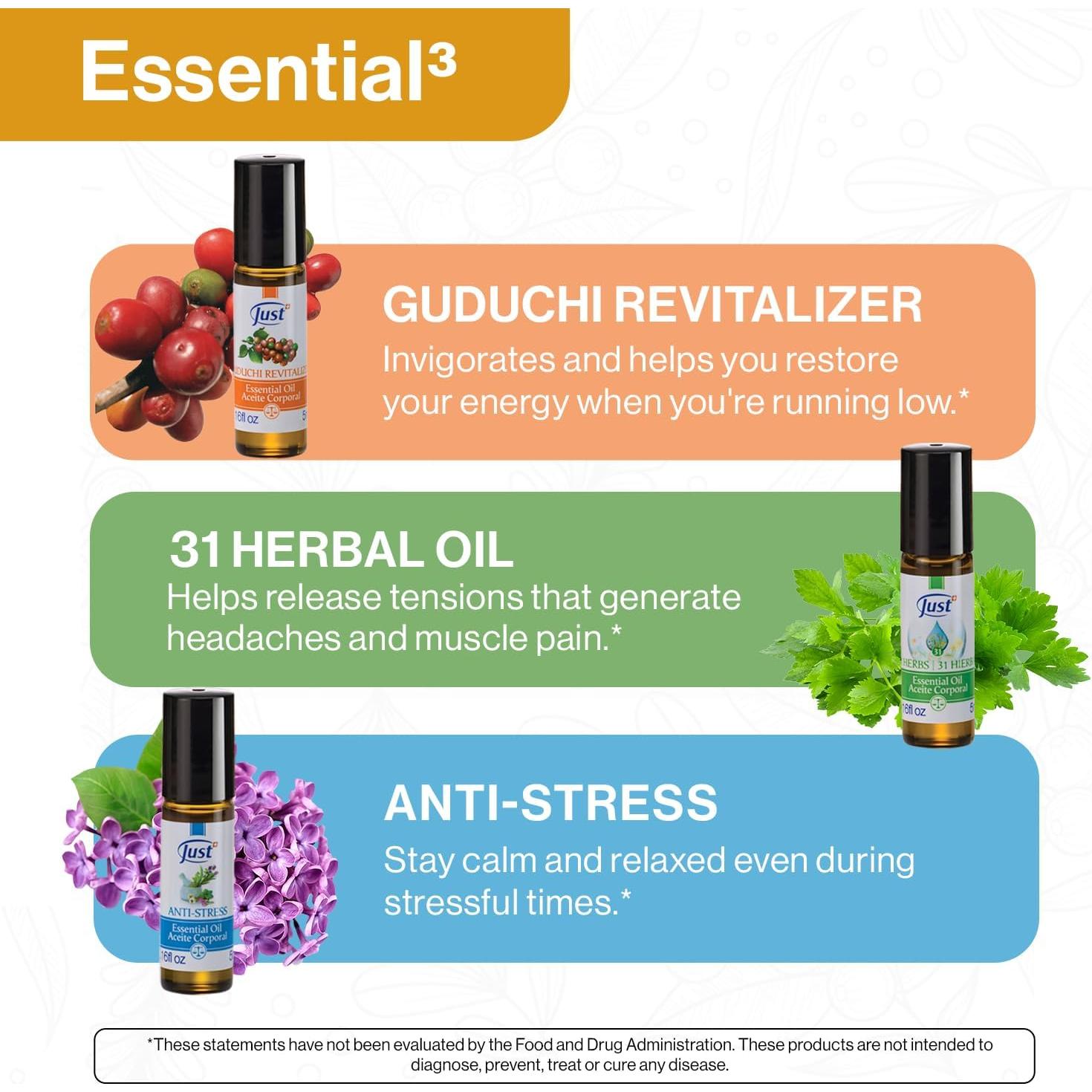 Set de 3 Aceites Esenciales Swiss JUST - Relajación y Antiestrés 5ml