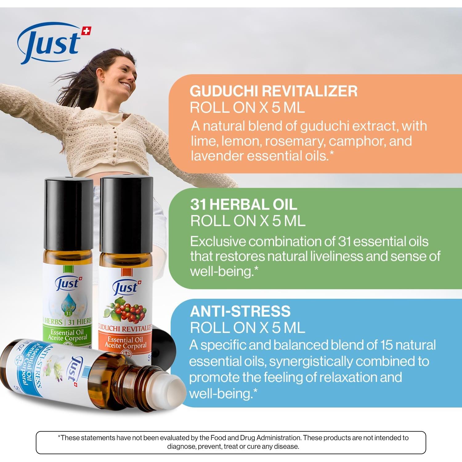 Set de 3 Aceites Esenciales Swiss JUST - Relajación y Antiestrés 5ml