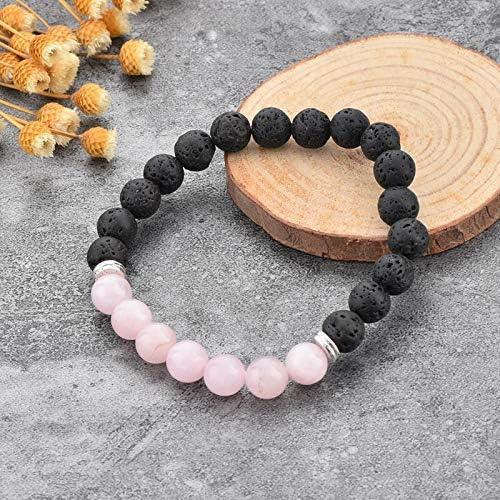Pulsera difusor de aceite esencial MYSTIQS Cuarzo Rosa Lava