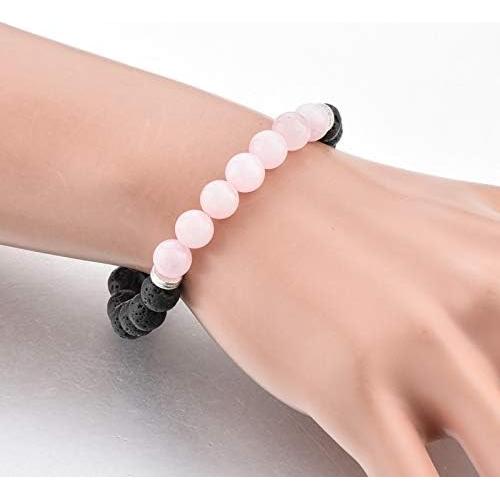 Pulsera difusor de aceite esencial MYSTIQS Cuarzo Rosa Lava