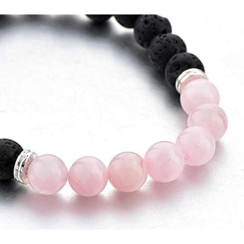 Pulsera difusor de aceite esencial MYSTIQS Cuarzo Rosa Lava