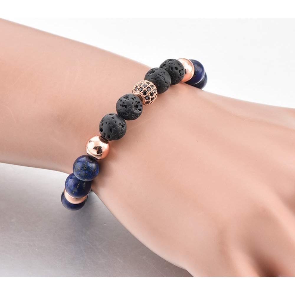 Pulsera Volcánica MYSTIQS de Lava y Lapis Lazuli Unisex
