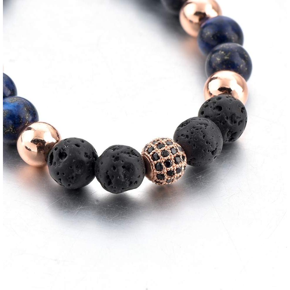 Pulsera Volcánica MYSTIQS de Lava y Lapis Lazuli Unisex