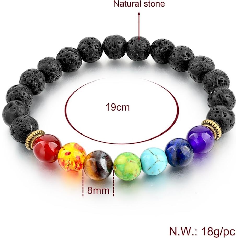 Pulsera Volcánica MYSTIQS Chakra Lava Difusor Aceite