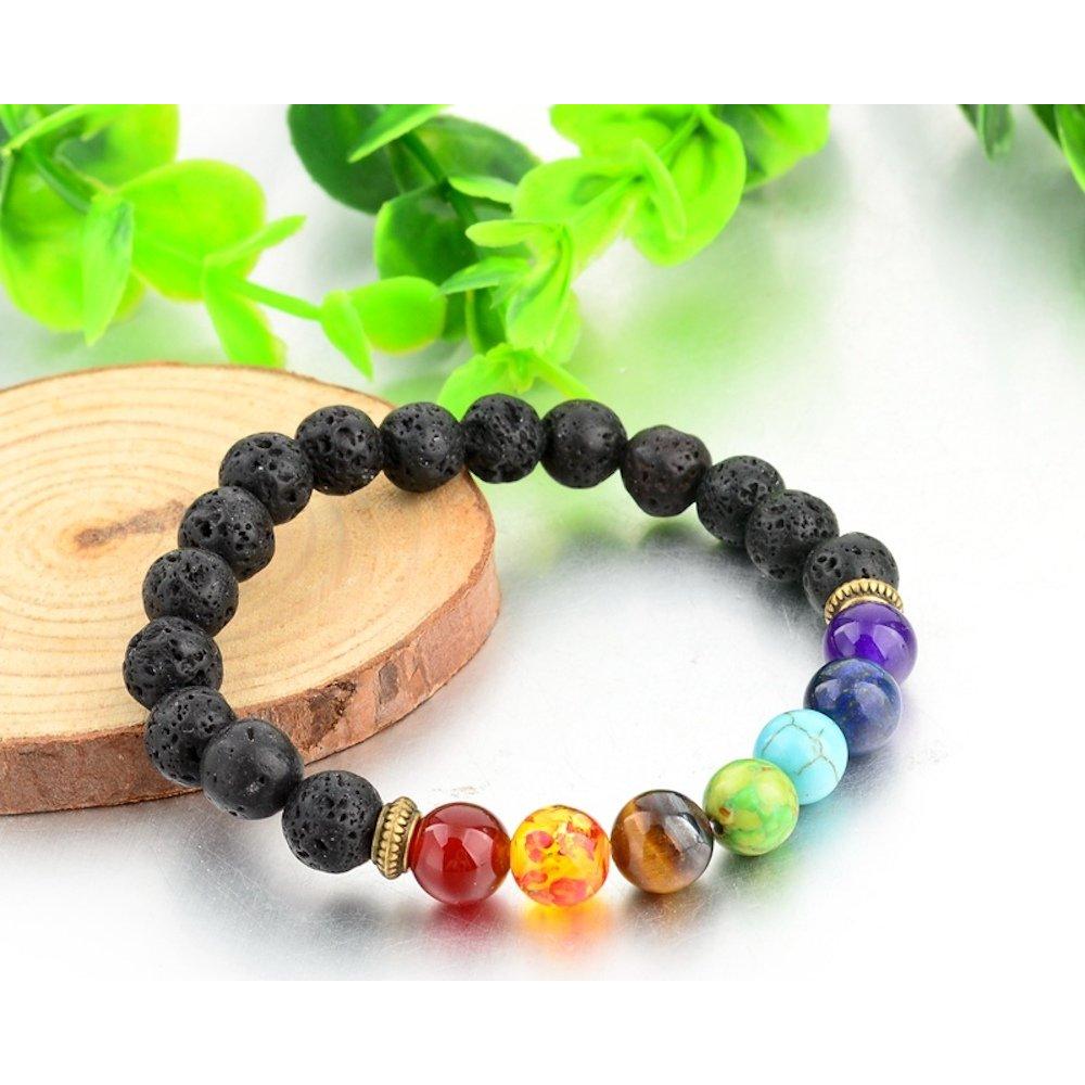 Pulsera Volcánica MYSTIQS Chakra Lava Difusor Aceite