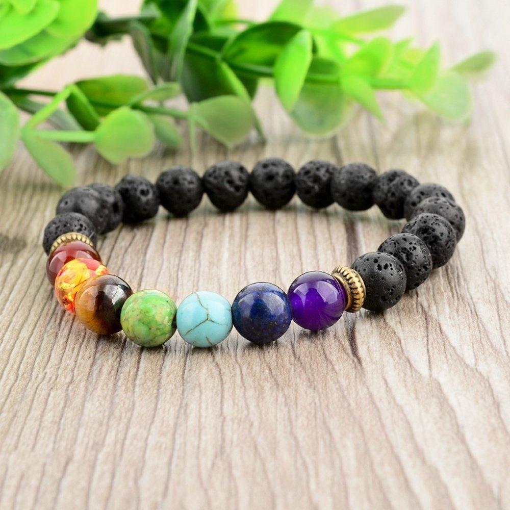 Pulsera Volcánica MYSTIQS Chakra Lava Difusor Aceite