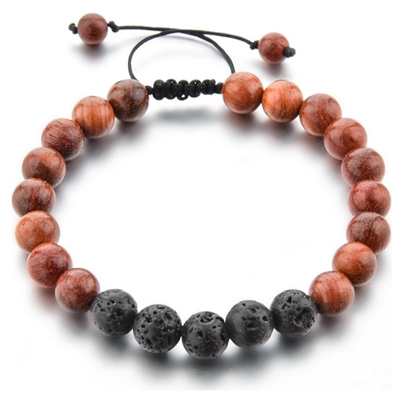 Pulsera de Lava y Madera Oscura Mystiqs Ajustable 19.8 cm
