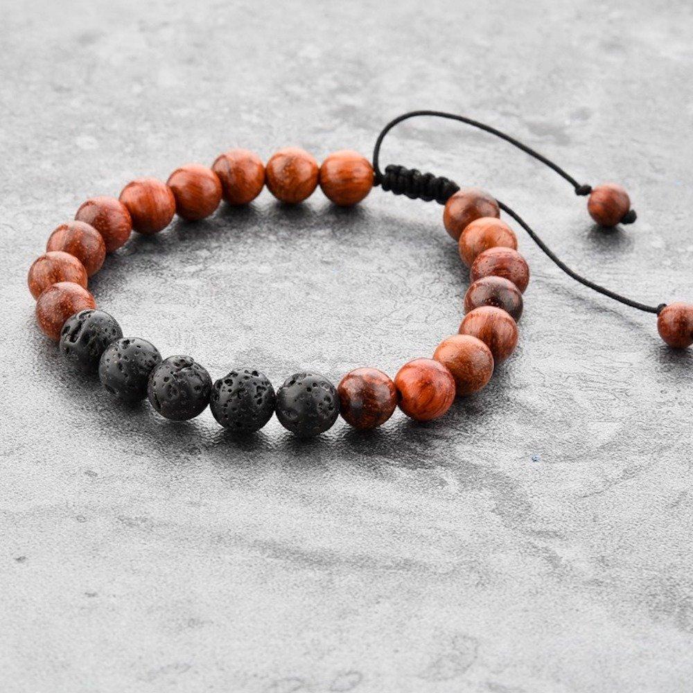 Pulsera de Lava y Madera Oscura Mystiqs Ajustable 19.8 cm