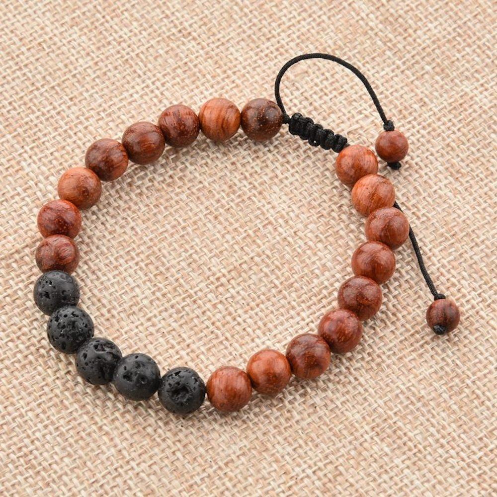 Pulsera de Lava y Madera Oscura Mystiqs Ajustable 19.8 cm