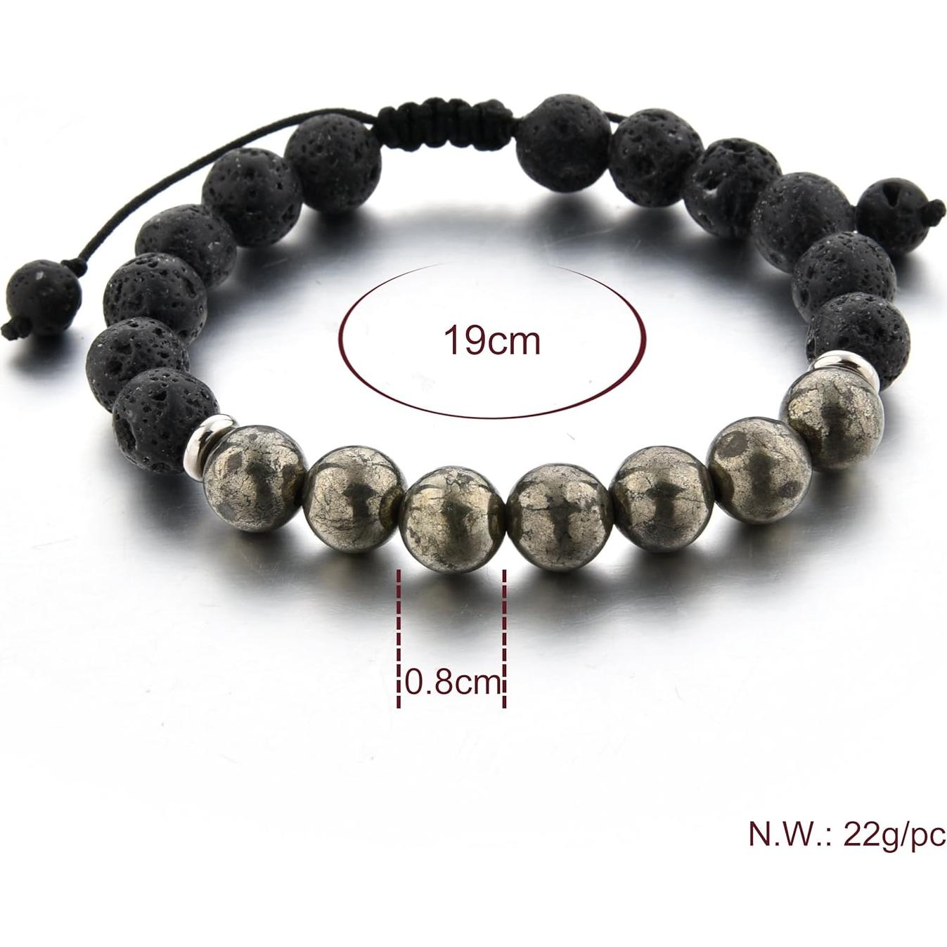 Pulsera Ajustable Mystiqs de Lava y Pirita para Aromaterapia