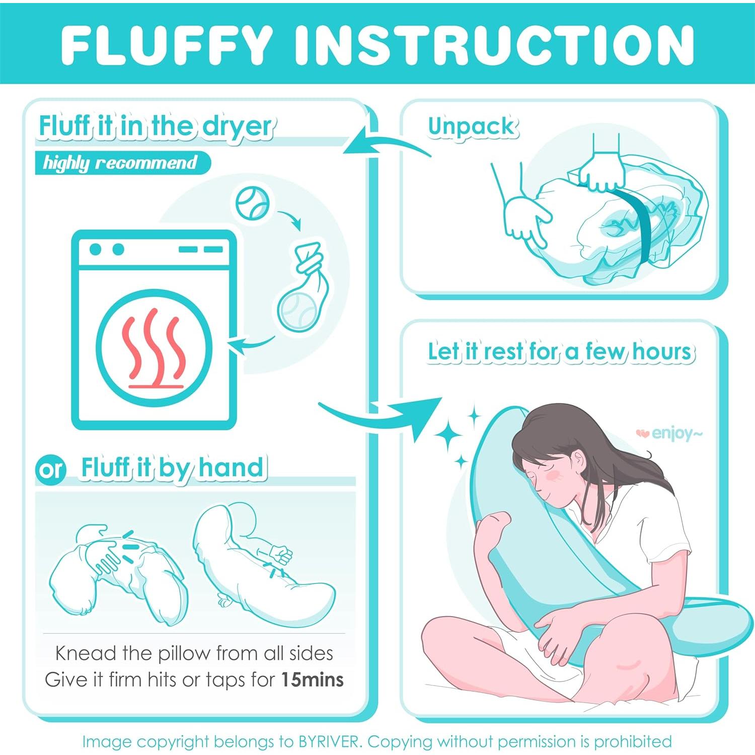 Almohada Corporal C BYRIVER 99CM Algodón Suave Azul