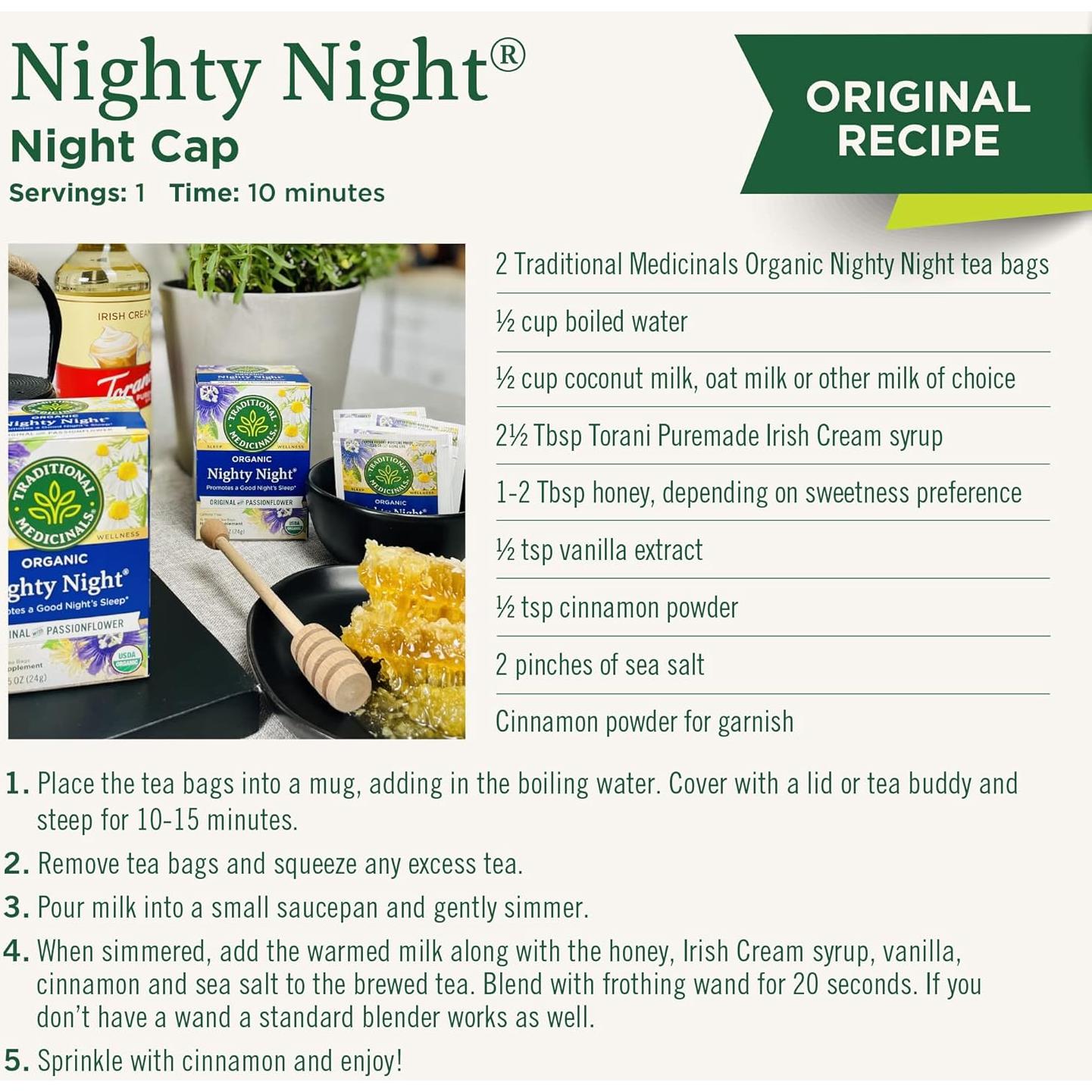 Té Orgánico Nighty Night Extra Traditional Medicinals 16 Bolsitas
