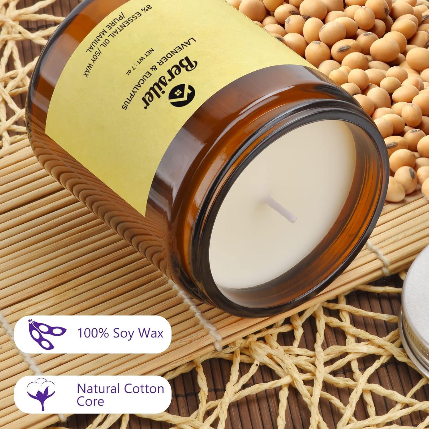 Vela Aromática de Cera de Soja Bersiler 200g Lavanda Eucalipto