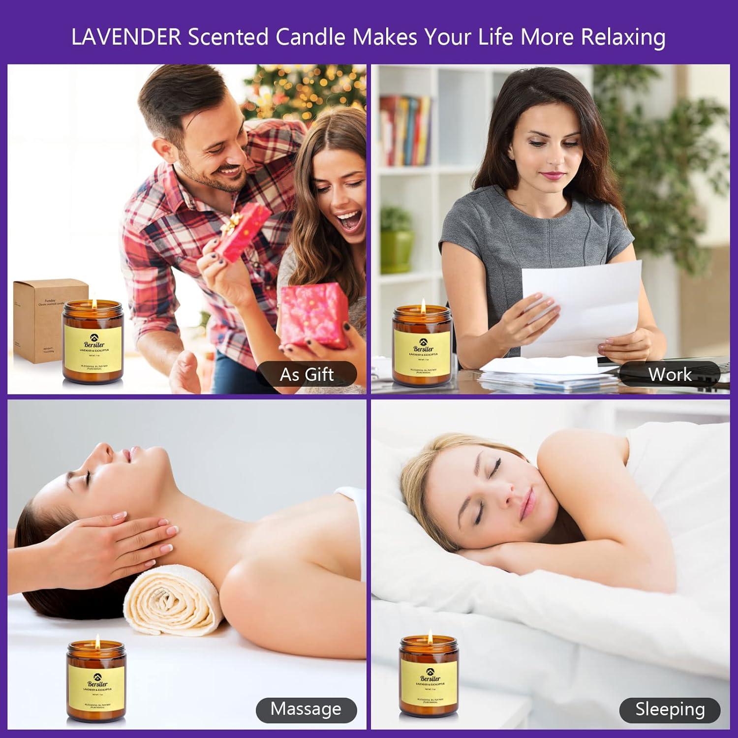 Vela Aromática de Cera de Soja Bersiler 200g Lavanda Eucalipto