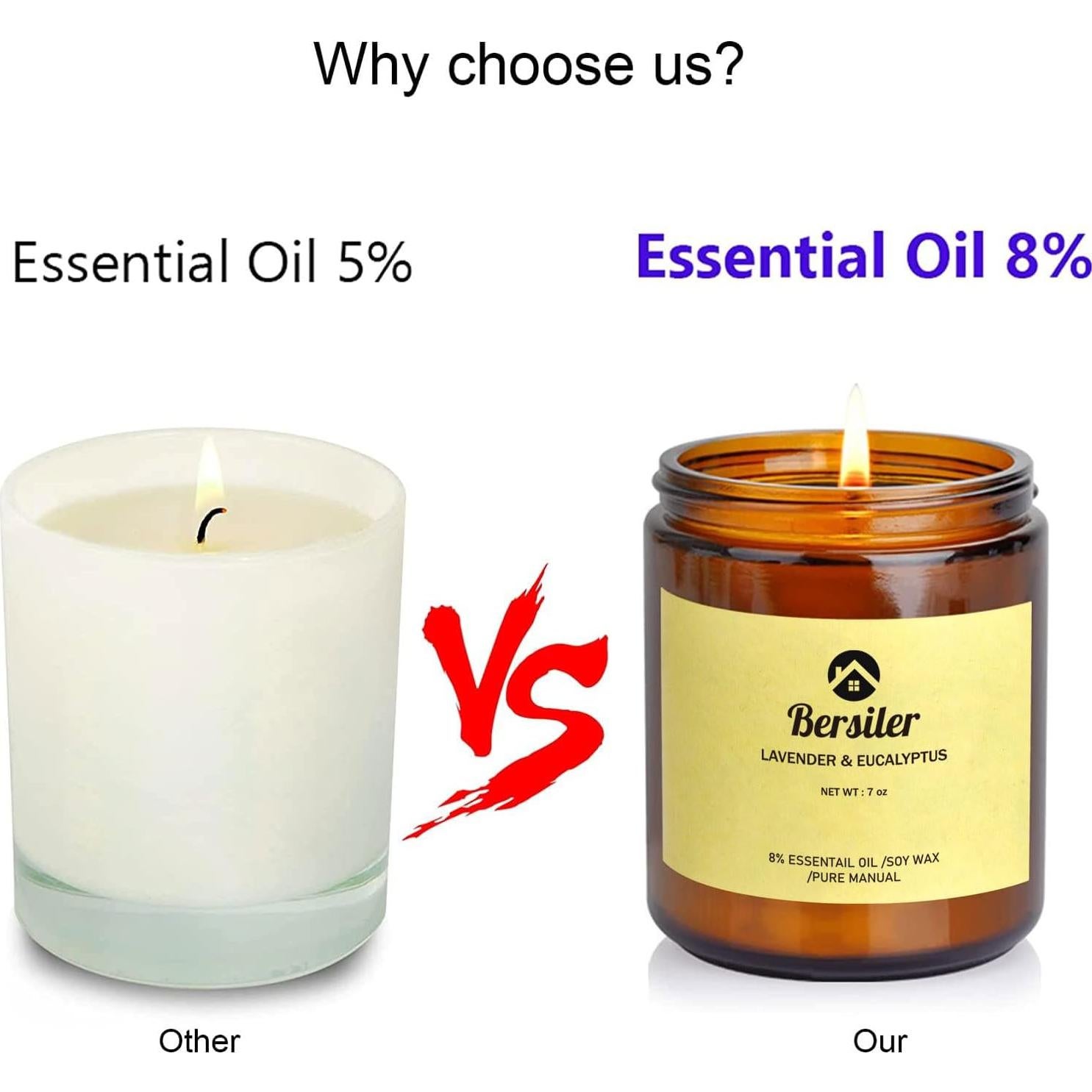 Vela Aromática de Cera de Soja Bersiler 200g Lavanda Eucalipto