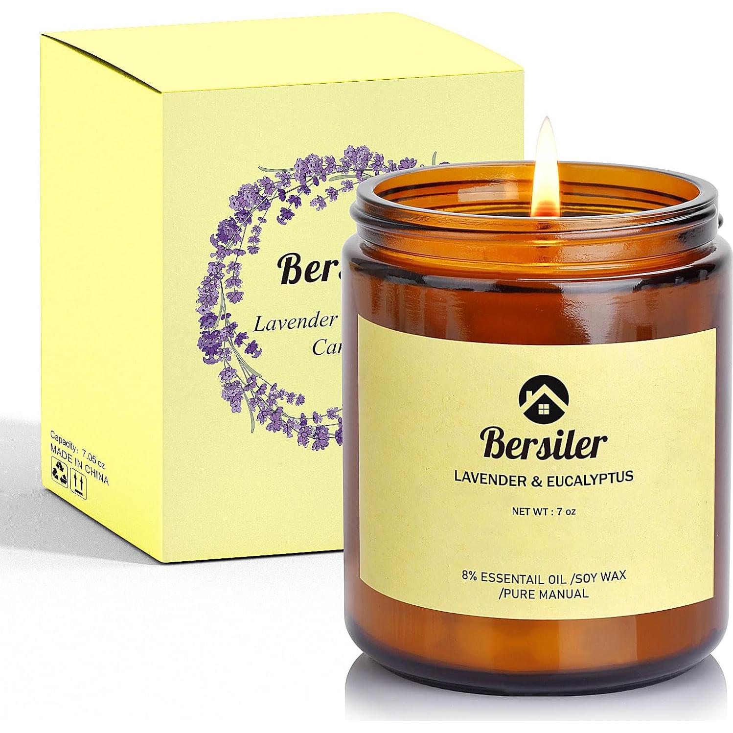 Vela Aromática de Cera de Soja Bersiler 200g Lavanda Eucalipto