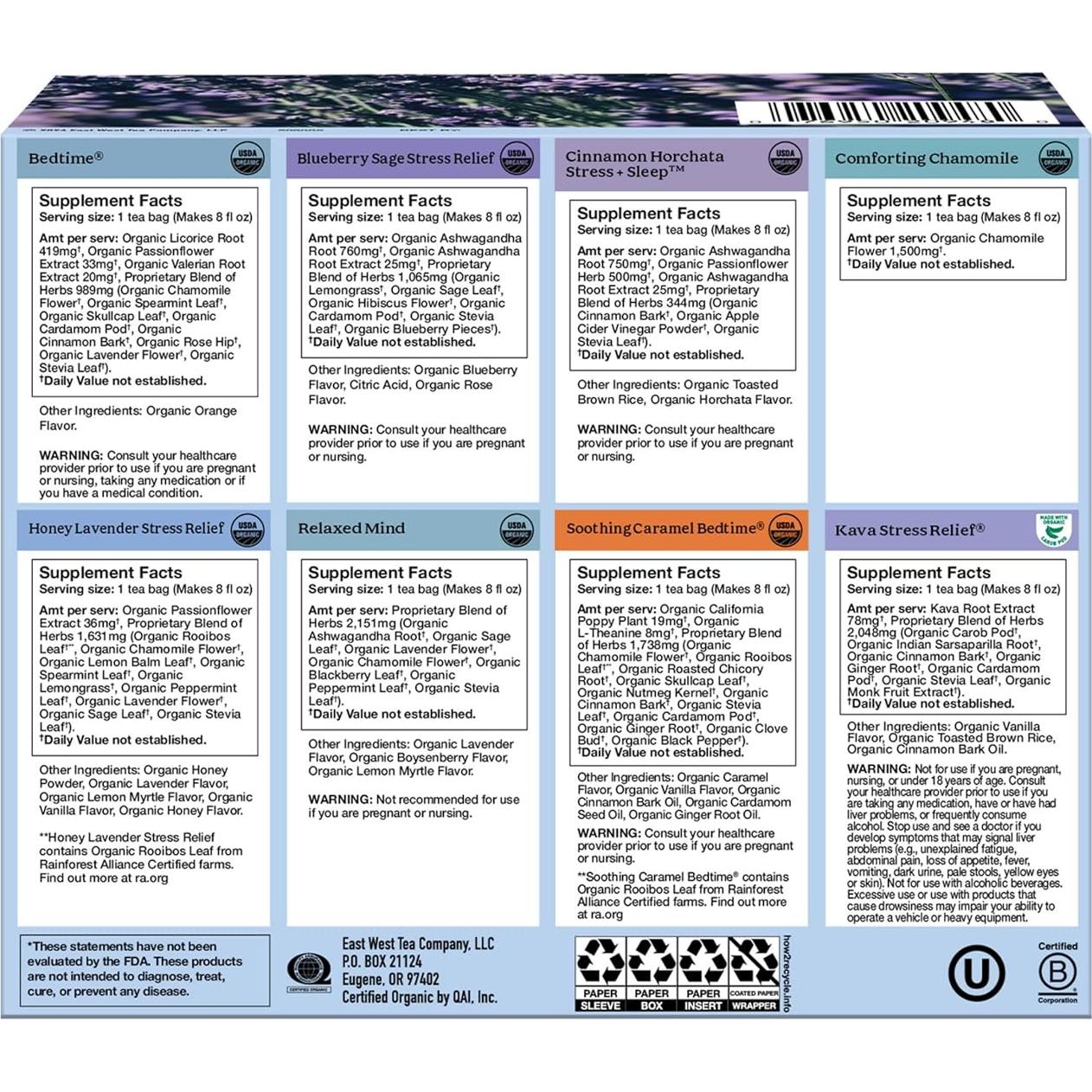 Caja de Muestras de Tés Herbales Yogi - 32 Bolsitas Sin Cafeína
