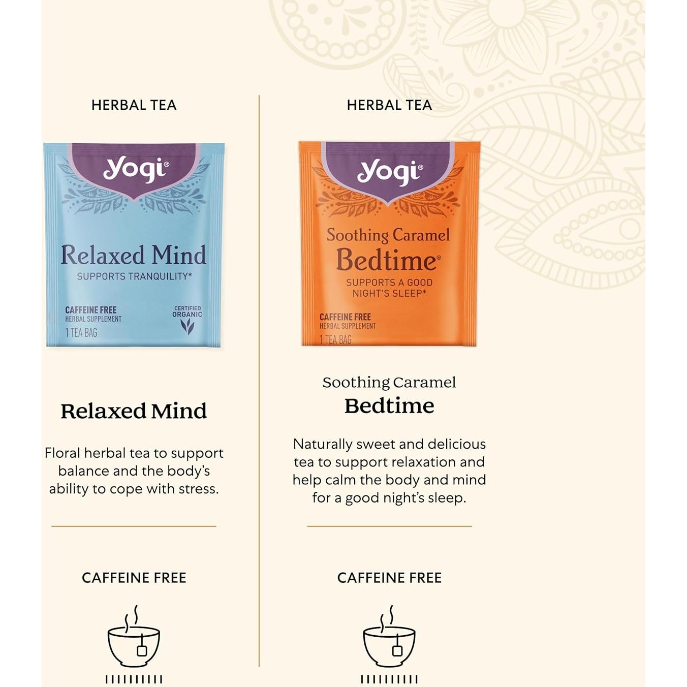 Caja de Muestras de Tés Herbales Yogi - 32 Bolsitas Sin Cafeína