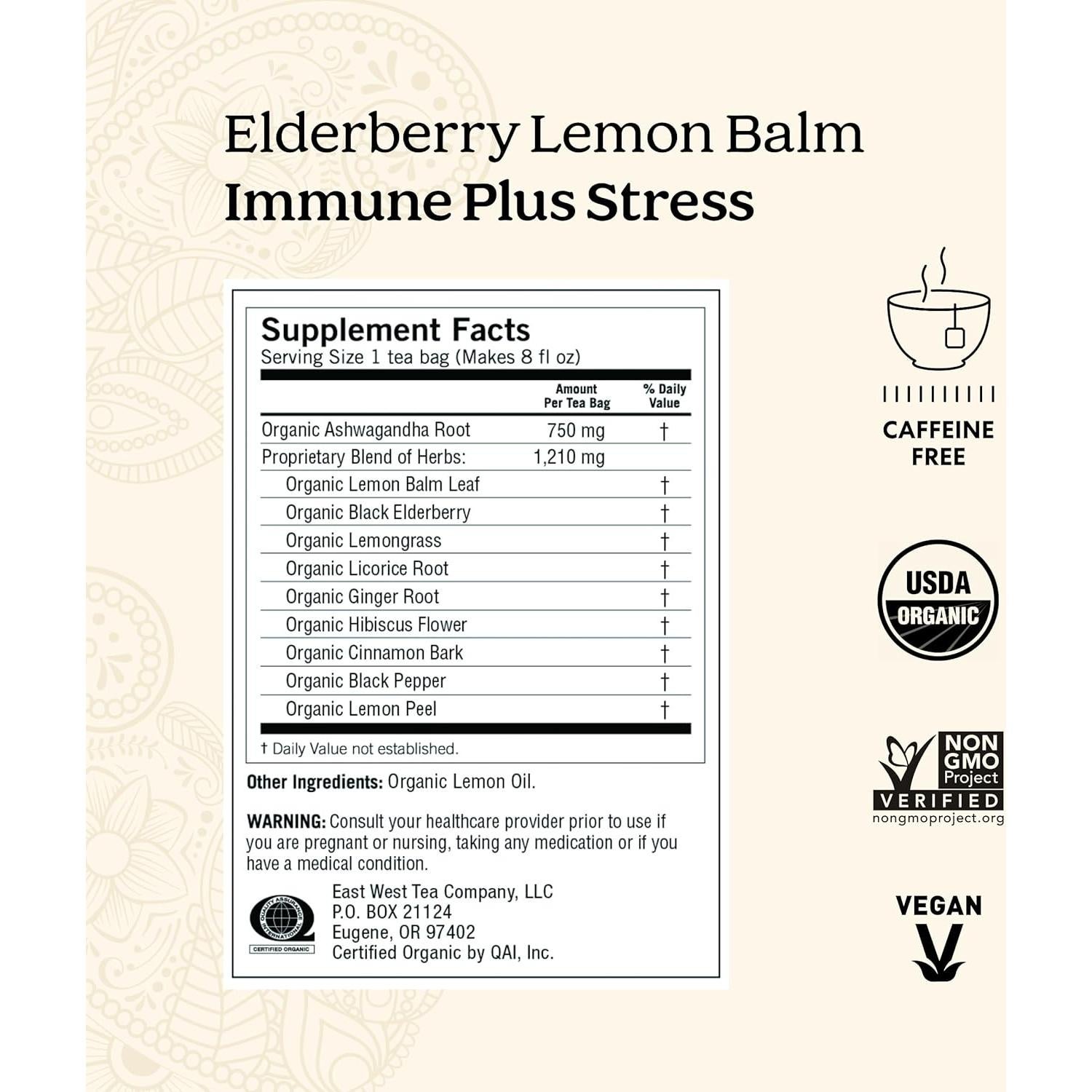 Té Yogi Orgánico de Saúco y Limón - 16 Bolsitas - Inmunidad y Estrés