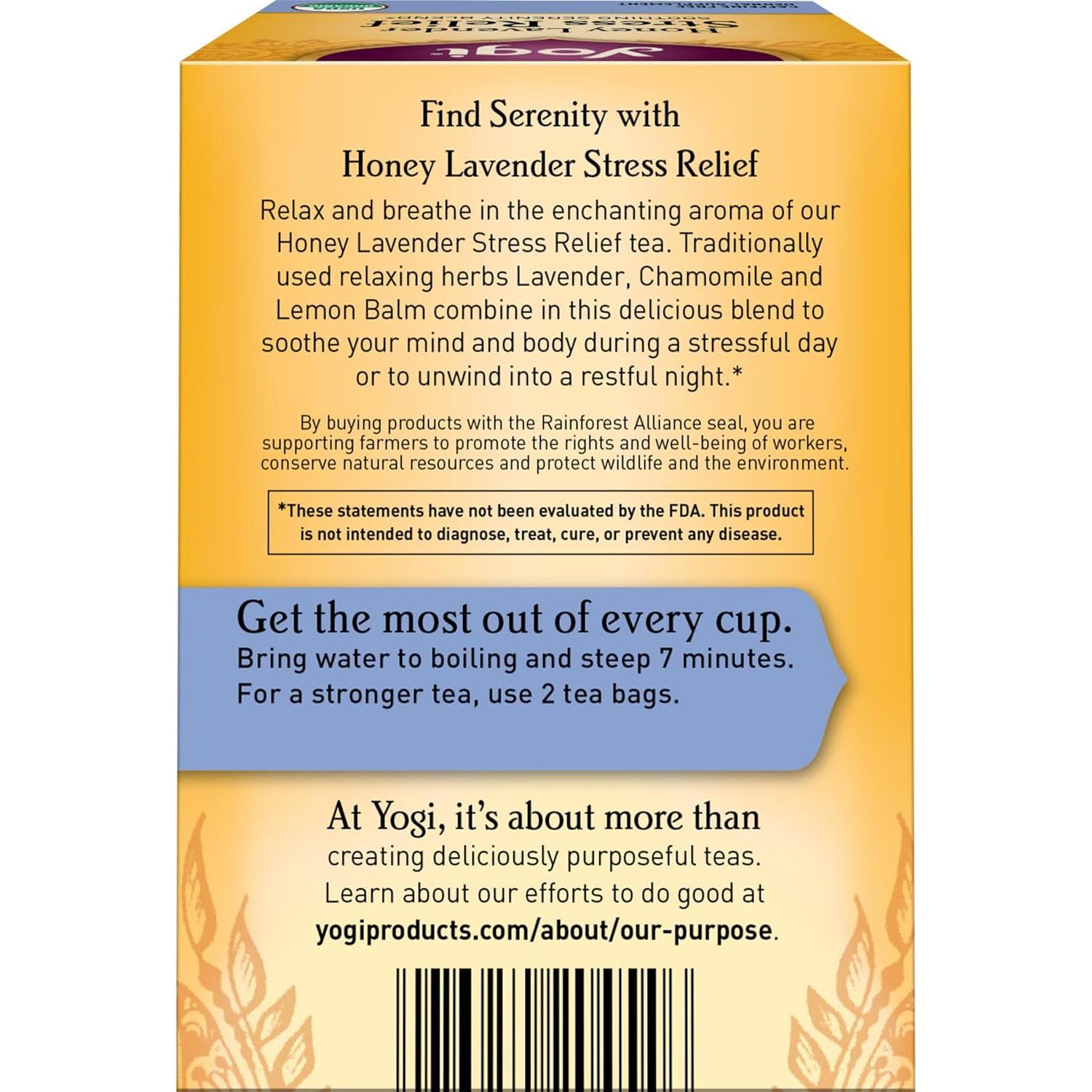 Té Yogi Orgánico de Miel y Lavanda - 96 Bolsitas