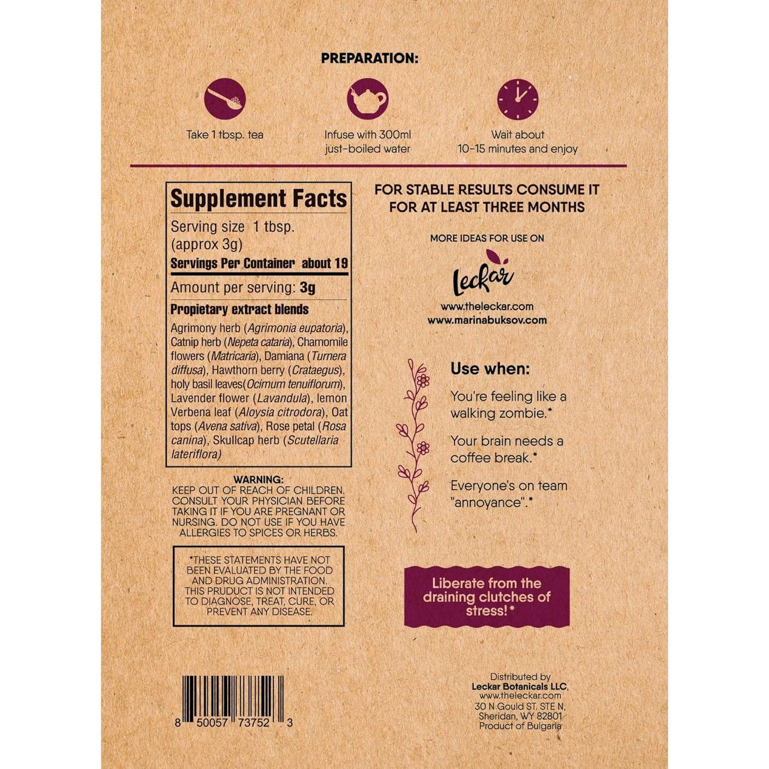 Té de Hierbas Relax Leckar 22,29x12,19 cm Alivio Estrés