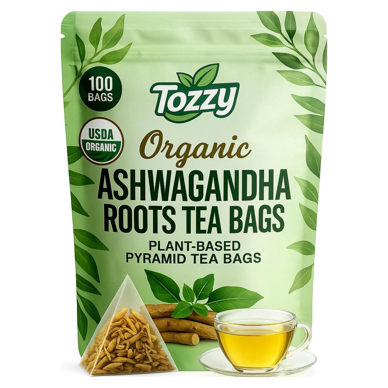 Té de Ashwagandha Orgánico Tozzy - 100 Bolsitas Pirámide