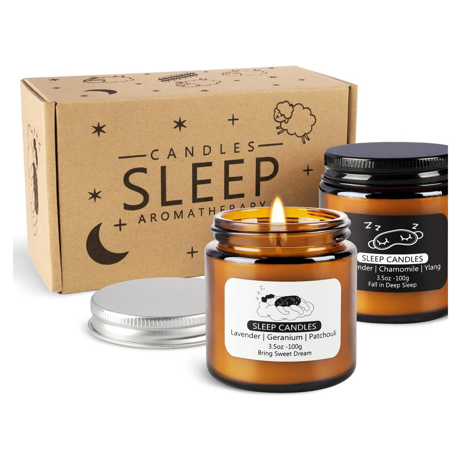 Juego de 2 Velas Aromáticas Pliadvbu 200 g Lavanda y Manzanilla