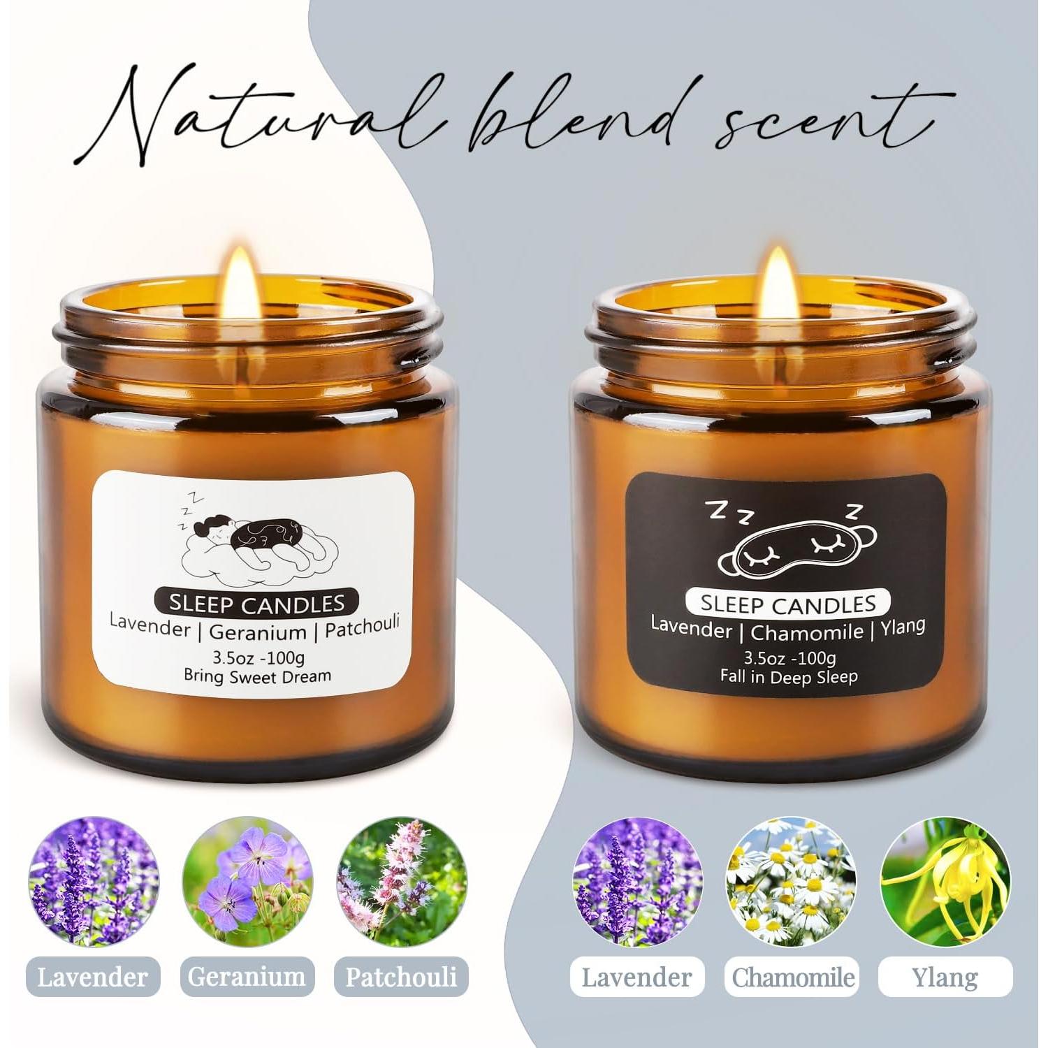 Juego de 2 Velas Aromáticas Pliadvbu 200 g Lavanda y Manzanilla