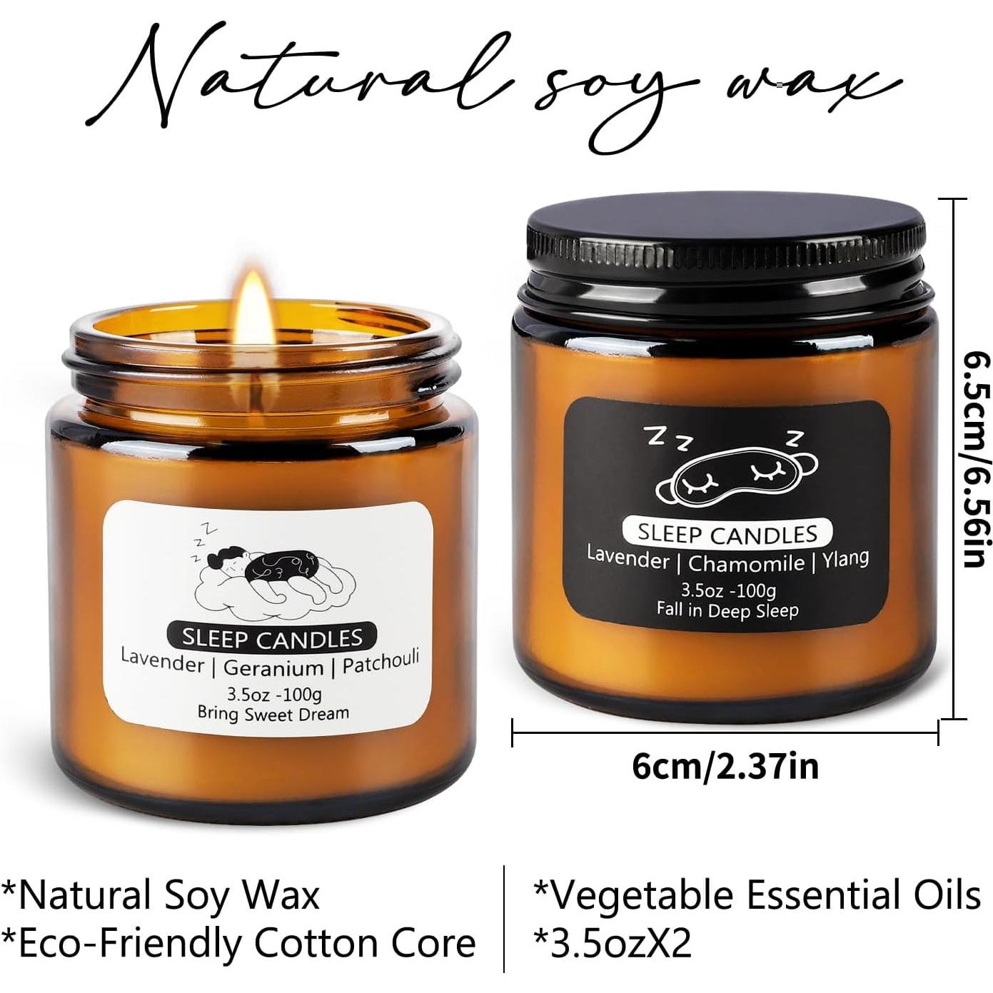 Juego de 2 Velas Aromáticas Pliadvbu 200 g Lavanda y Manzanilla