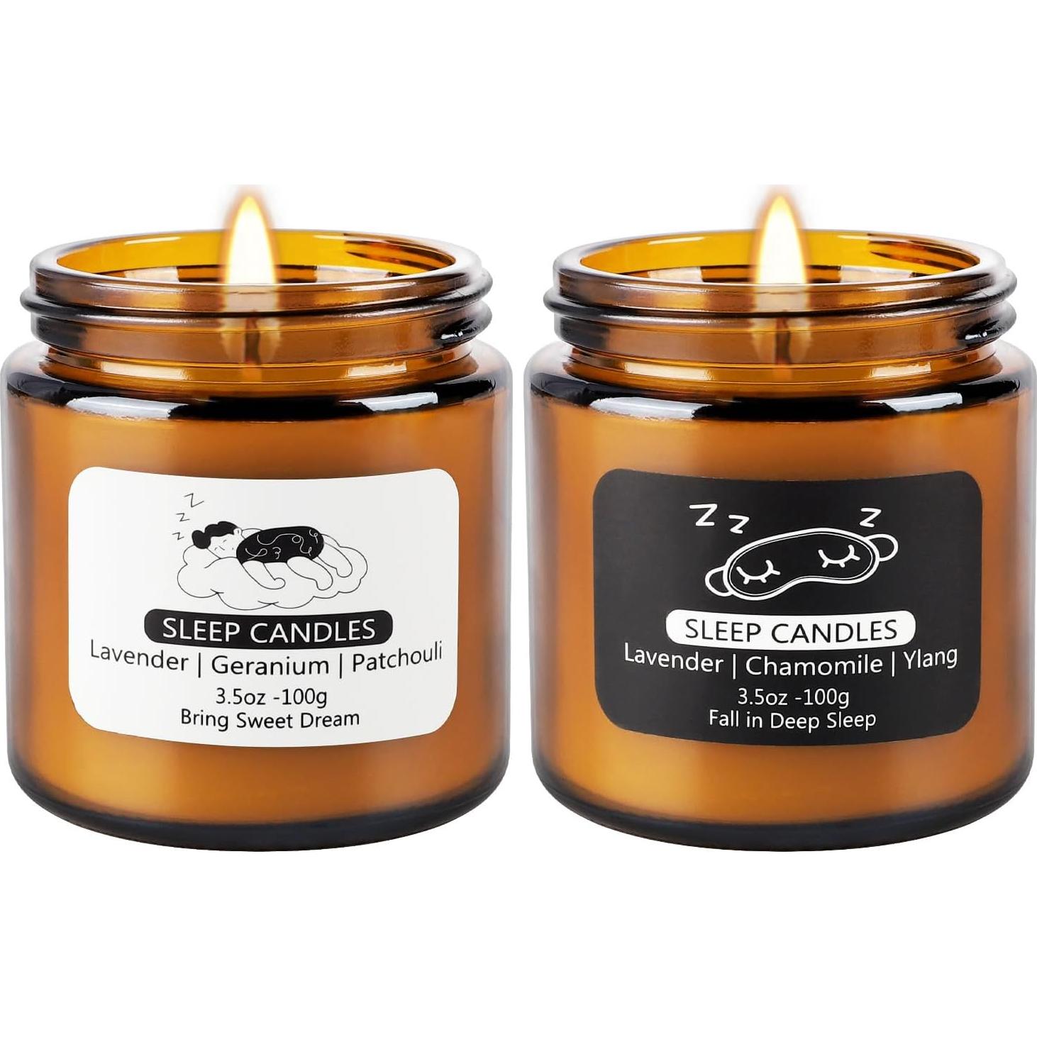 Juego de 2 Velas Aromáticas Pliadvbu 200 g Lavanda y Manzanilla