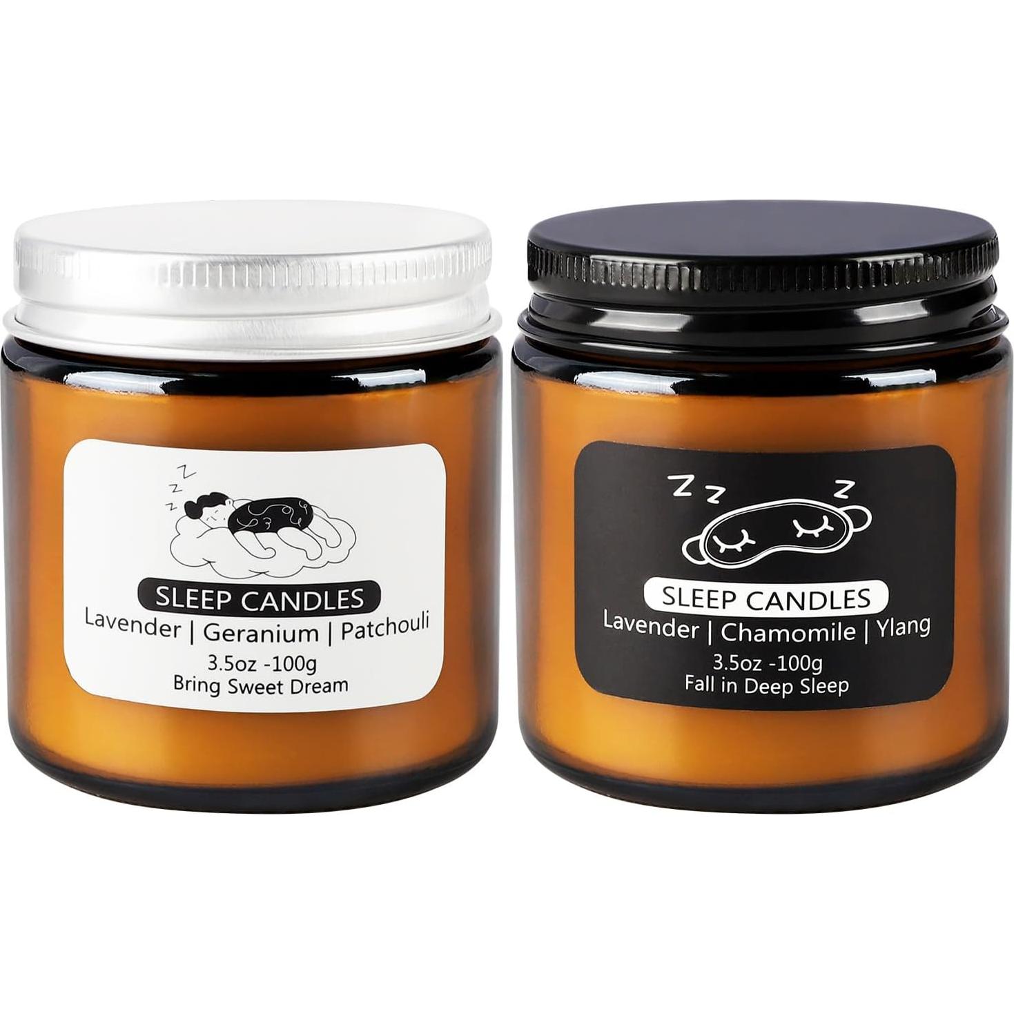 Juego de 2 Velas Aromáticas Pliadvbu 200 g Lavanda y Manzanilla