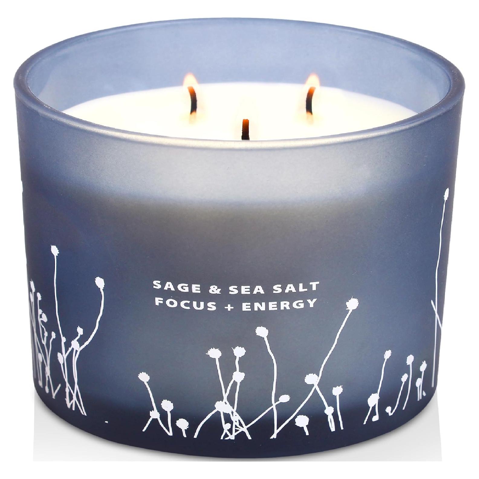 Vela Aromática de Soja 3 Mechas Sal Marina y Salvia 411g
