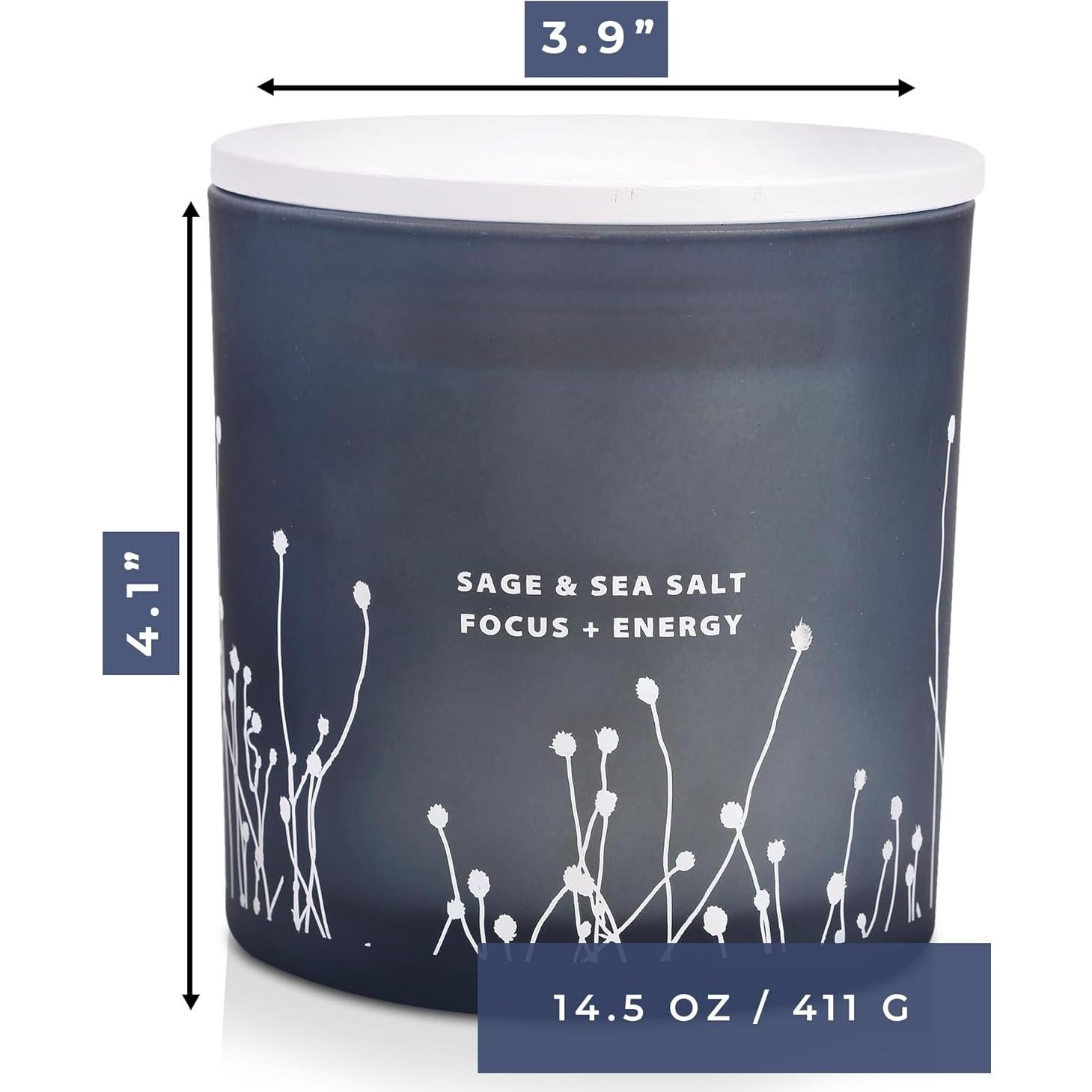 Vela Aromática de Soja 3 Mechas Sal Marina y Salvia 411g