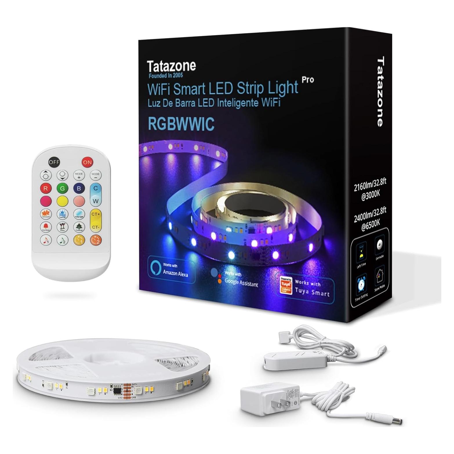 Tira LED RGBWW 5m Tatazone Control WiFi Alexa Google